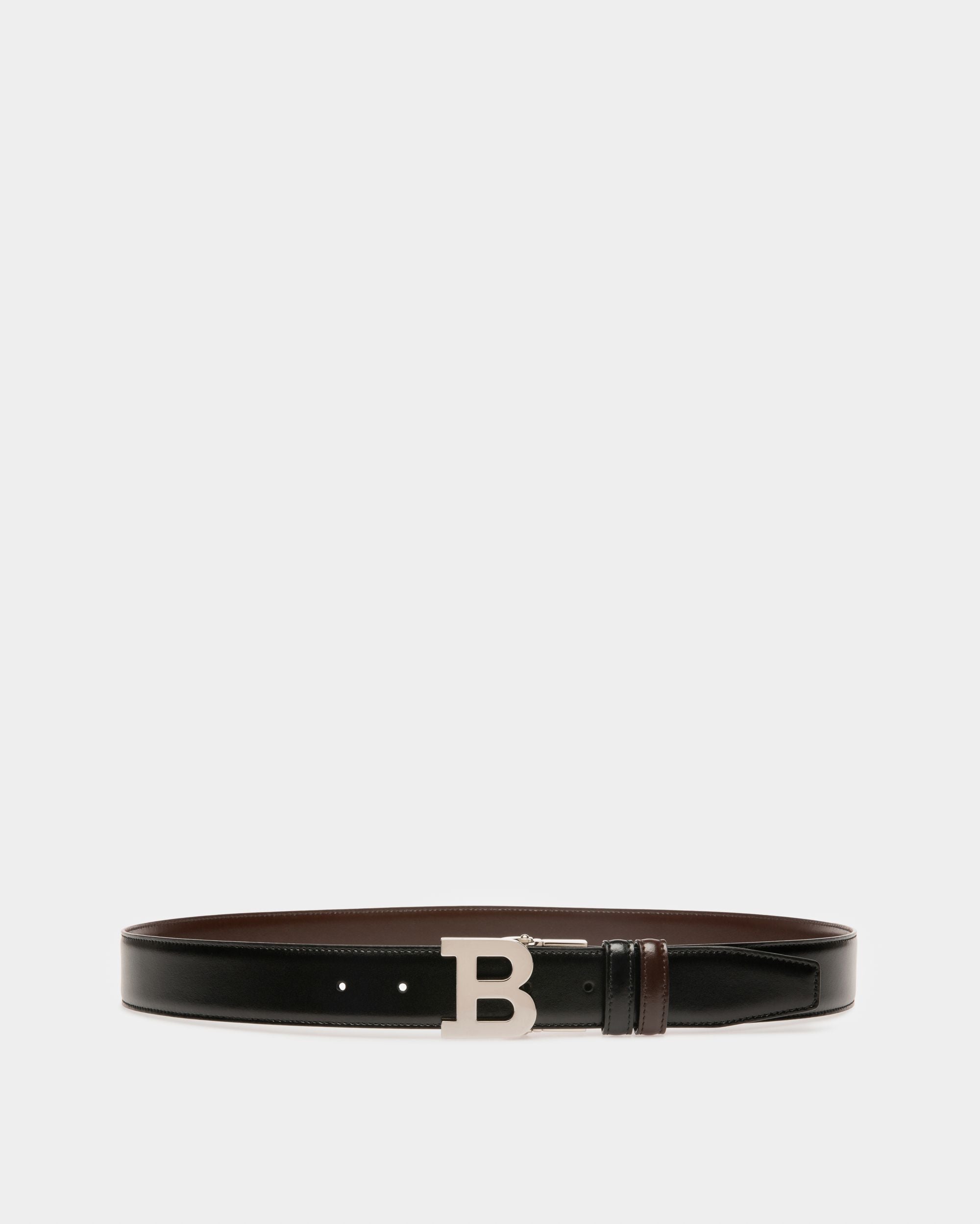 B Buckle 35 Mm Breiter Gürtel Aus Leder In Schwarz Und Braun - Herren - Bally - 01
