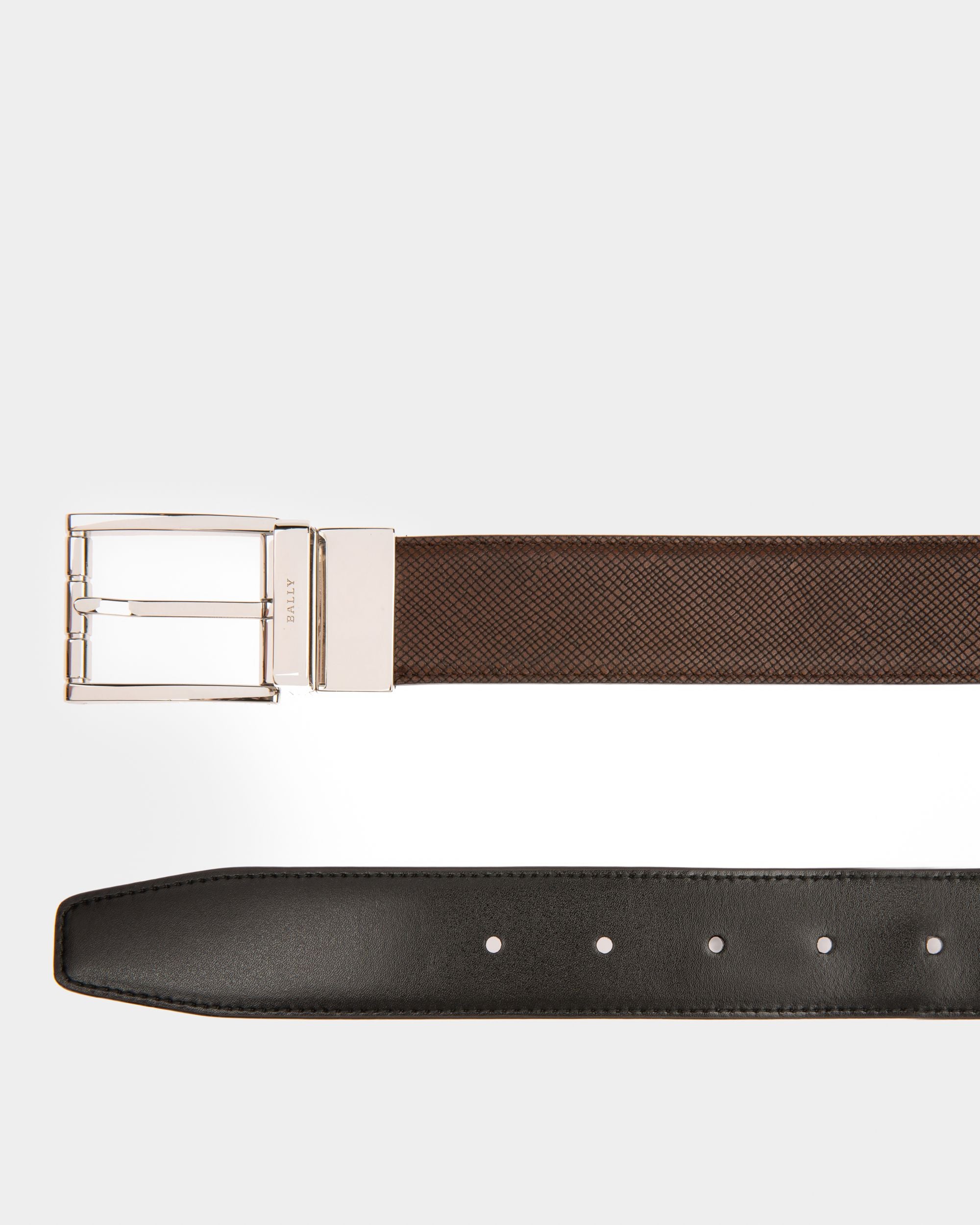 Astor 35 Mm Breiter Gürtel Aus Leder In Braun Und Schwarz - Herren - Bally - 02