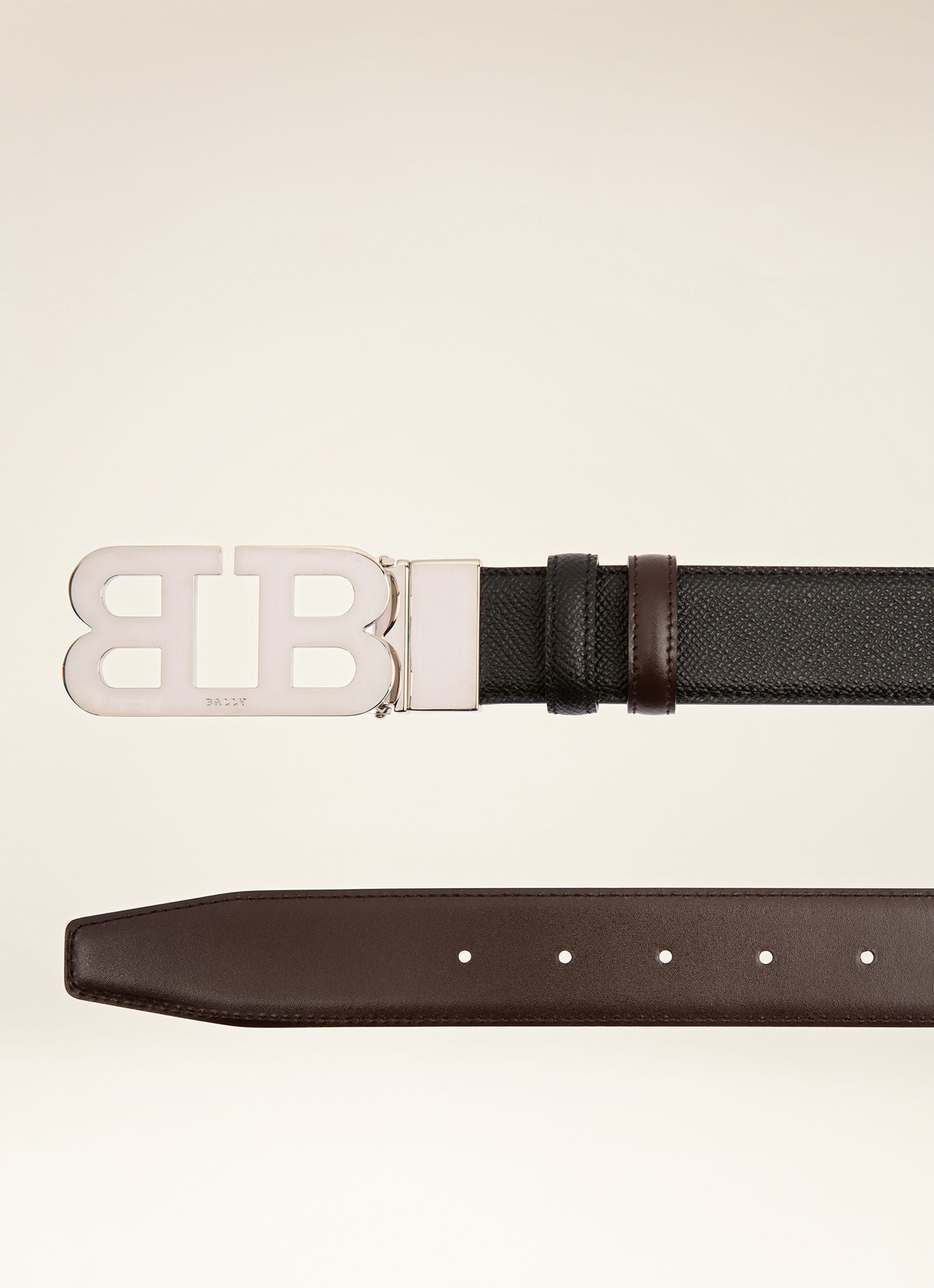 B-Mirror 35 Mm Breiter Gürtel Aus Leder In Schwarz Und Braun - Herren - Bally - 03