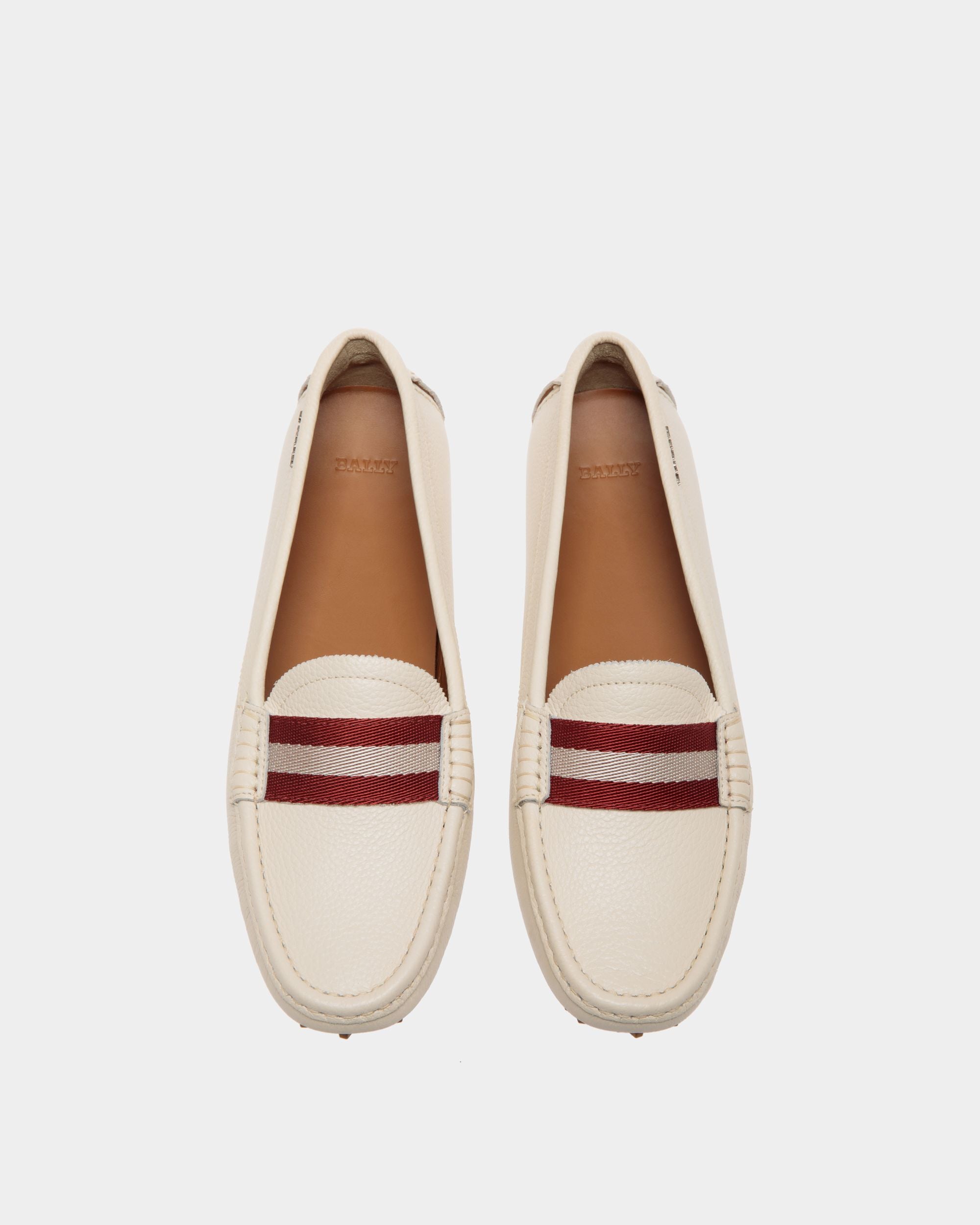 Ladyes Driver-Schuh Aus Elfenbeinfarbenem Leder - Damen - Bally - 04
