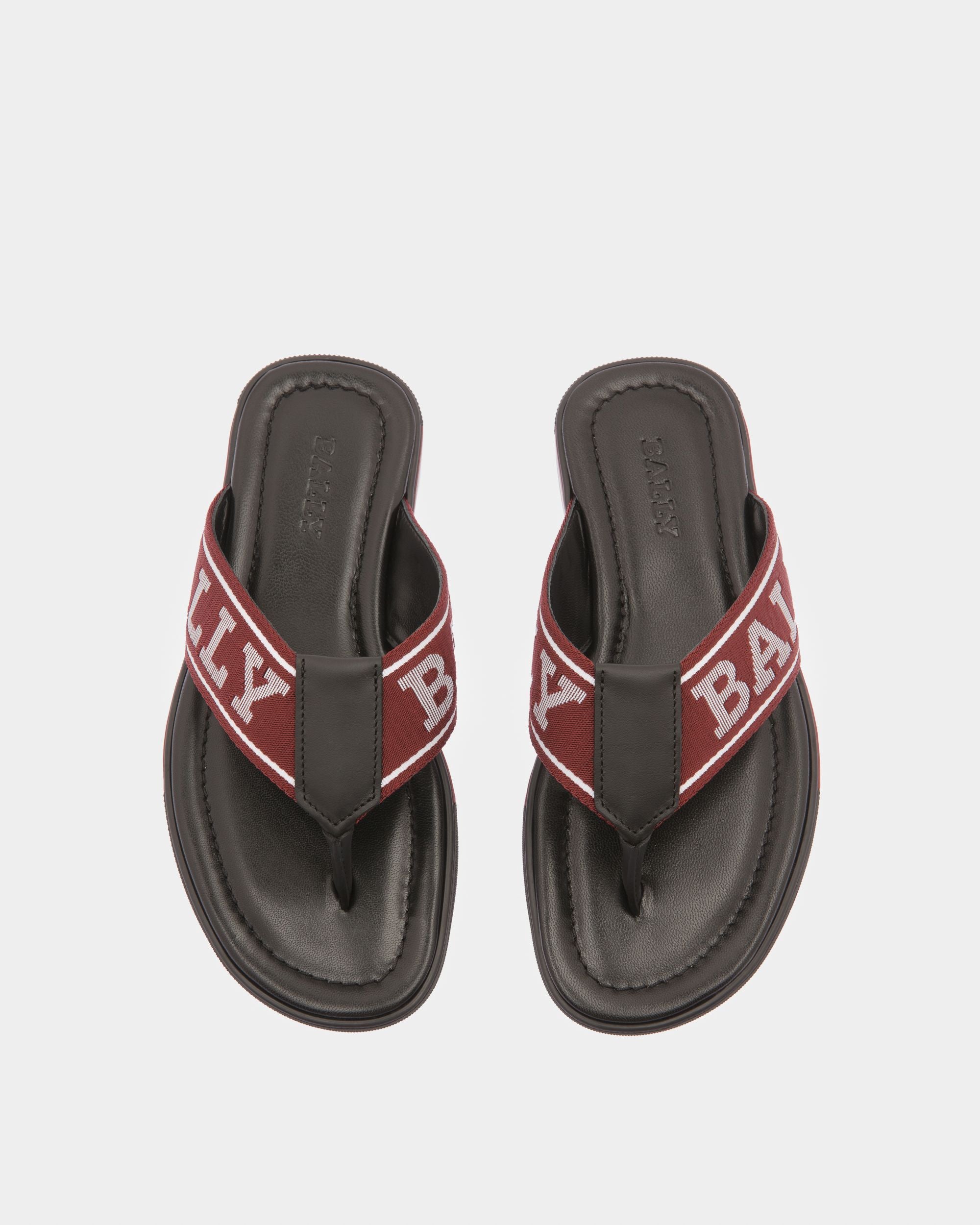 Border Zehentrennersandale Aus Leder Und Textil In Bally-Rot - Herren - Bally - 02