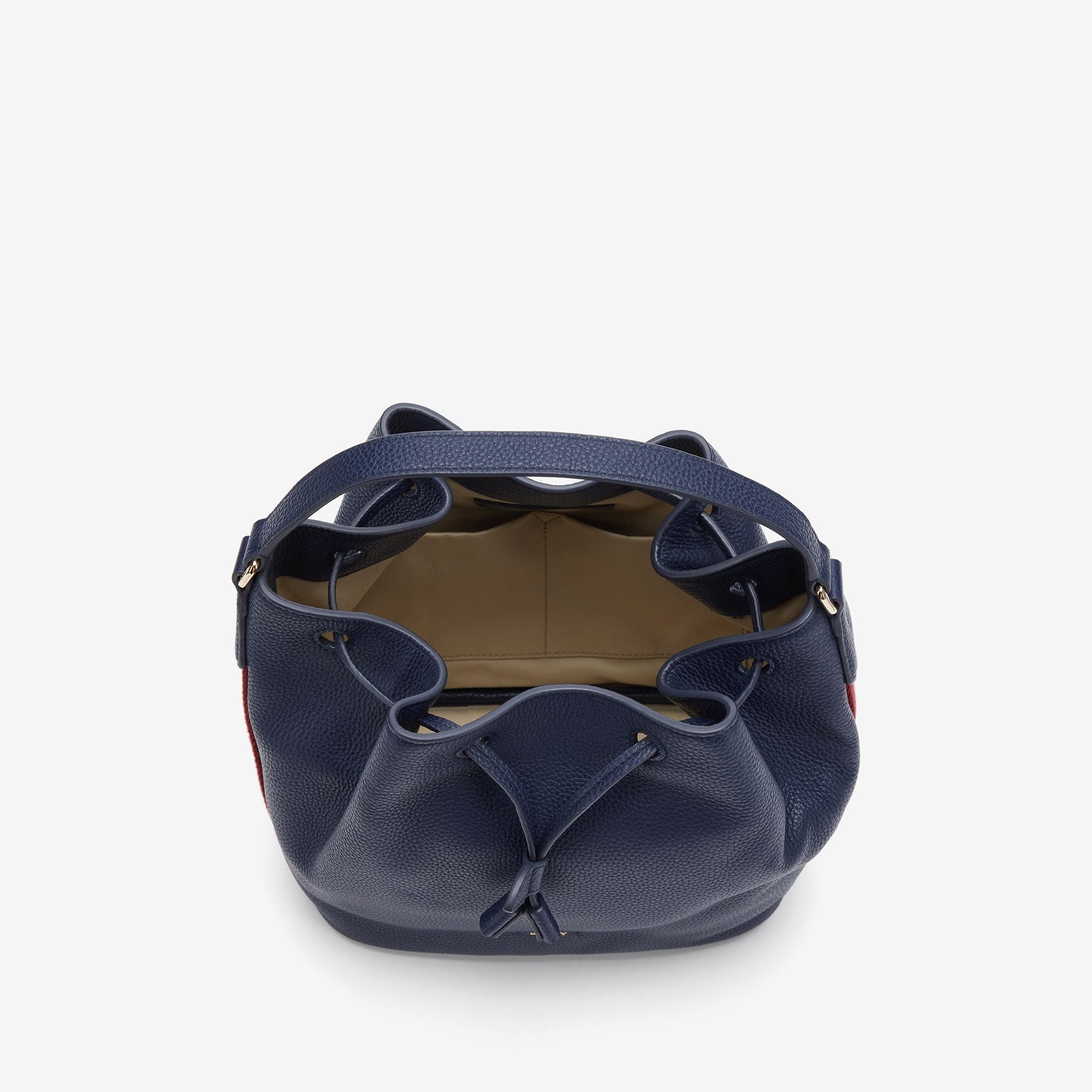 Women's Navy Leather Drawstring Bucket Bag - Damen - Bally - 03