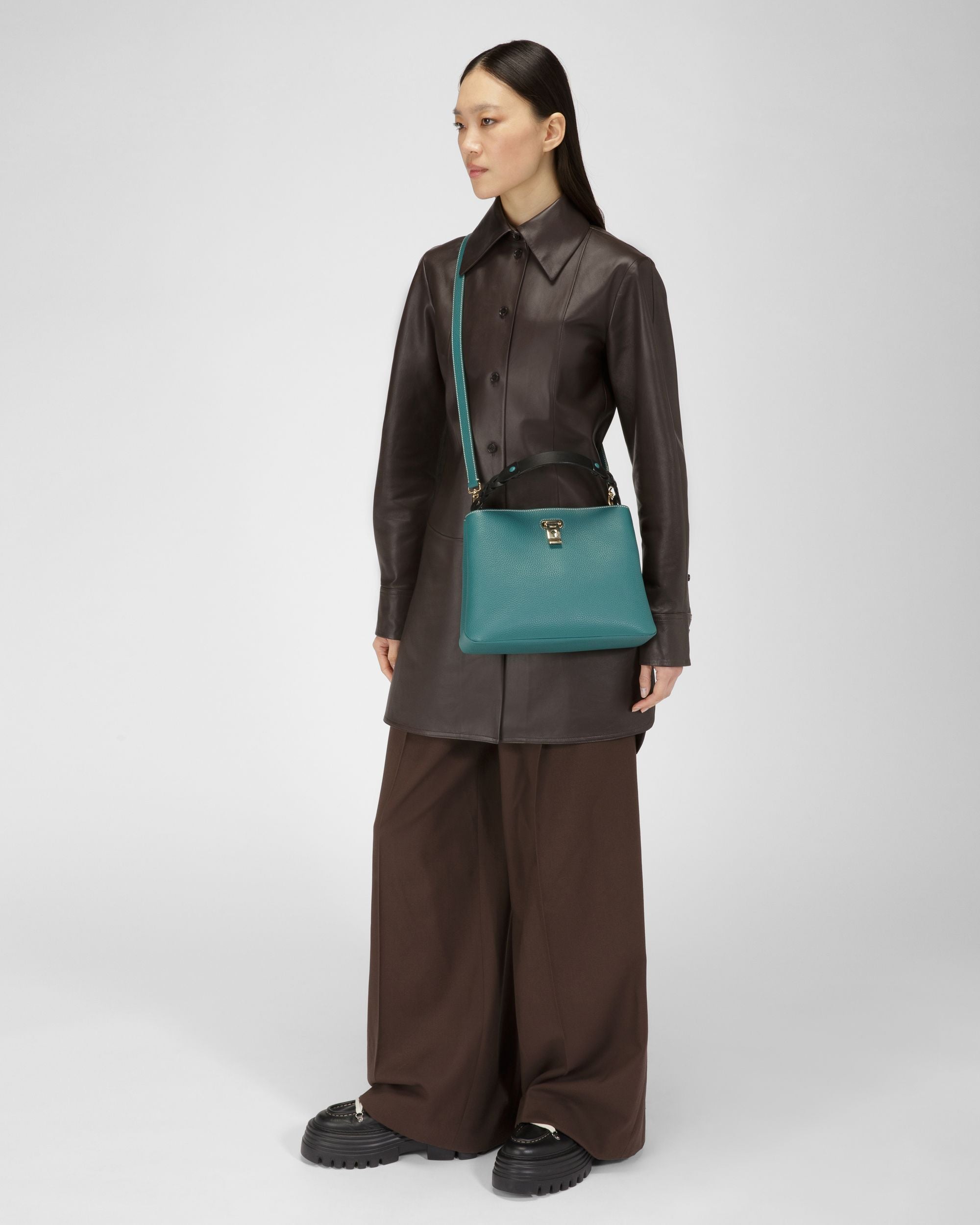 Lucyle Schultertasche Aus Dunkelgrünem Leder - Damen - Bally - 06