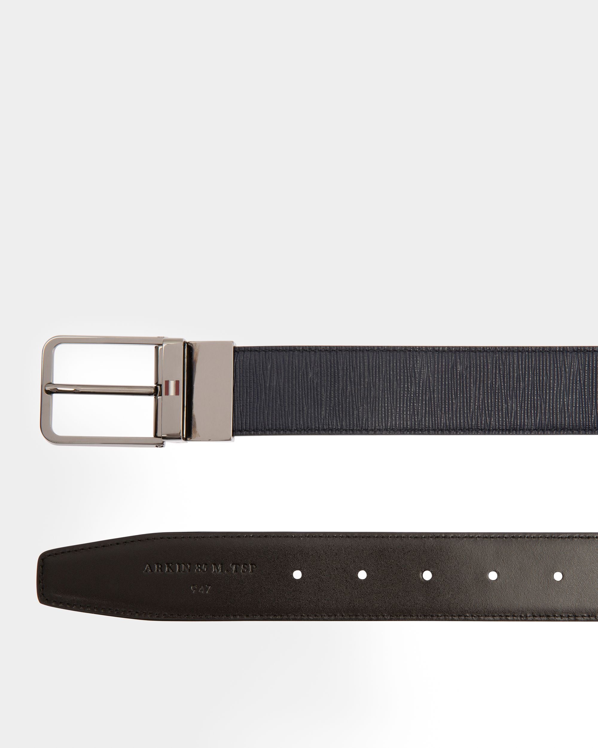 Arkin 35 Mm Breiter Gürtel Aus Marineblauem Und Schwarzem Leder - Herren - Bally - 02