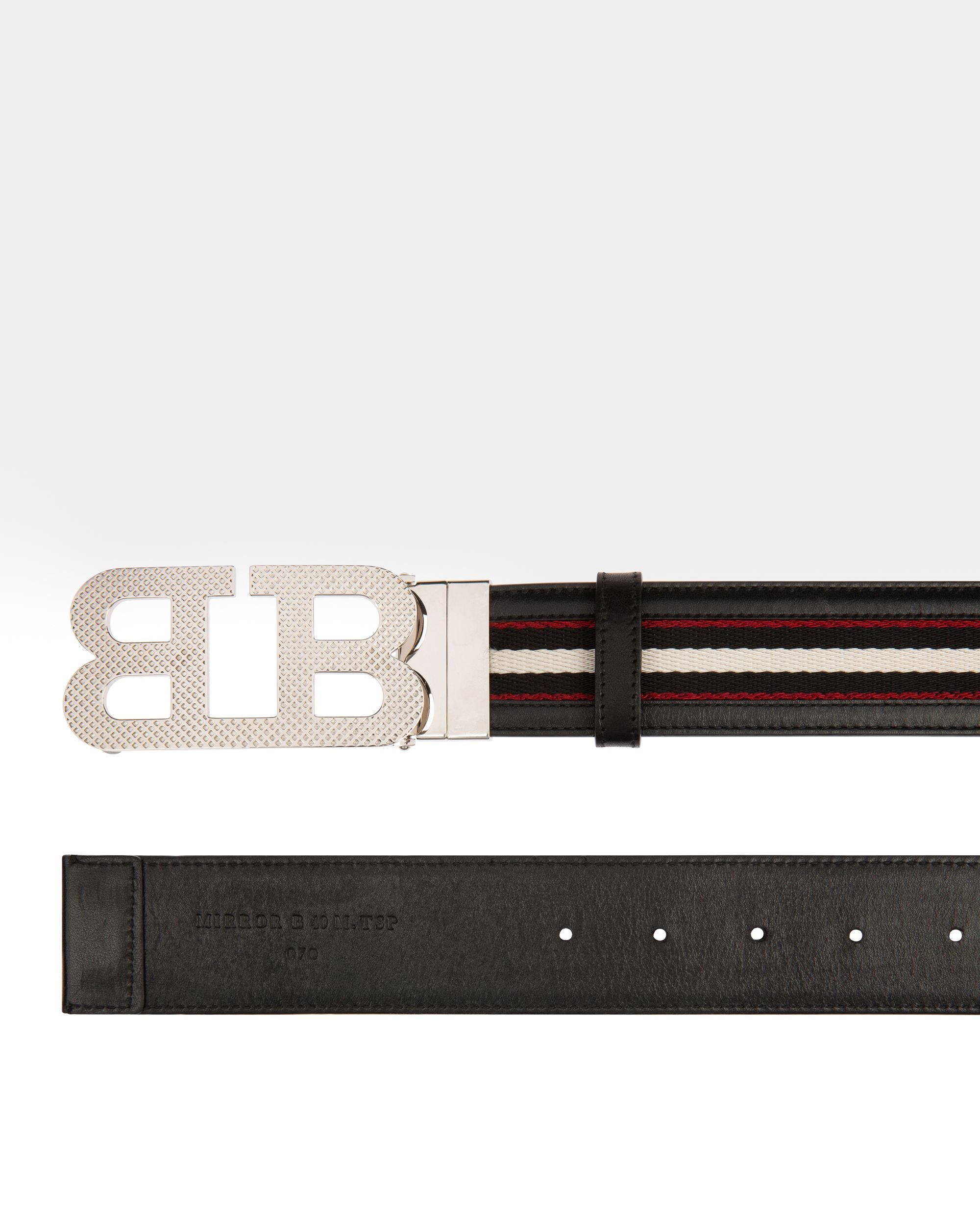 B-Mirror 40 Mm Breiter Gürtel Aus Schwarzem Stoff Und Leder - Herren - Bally - 02