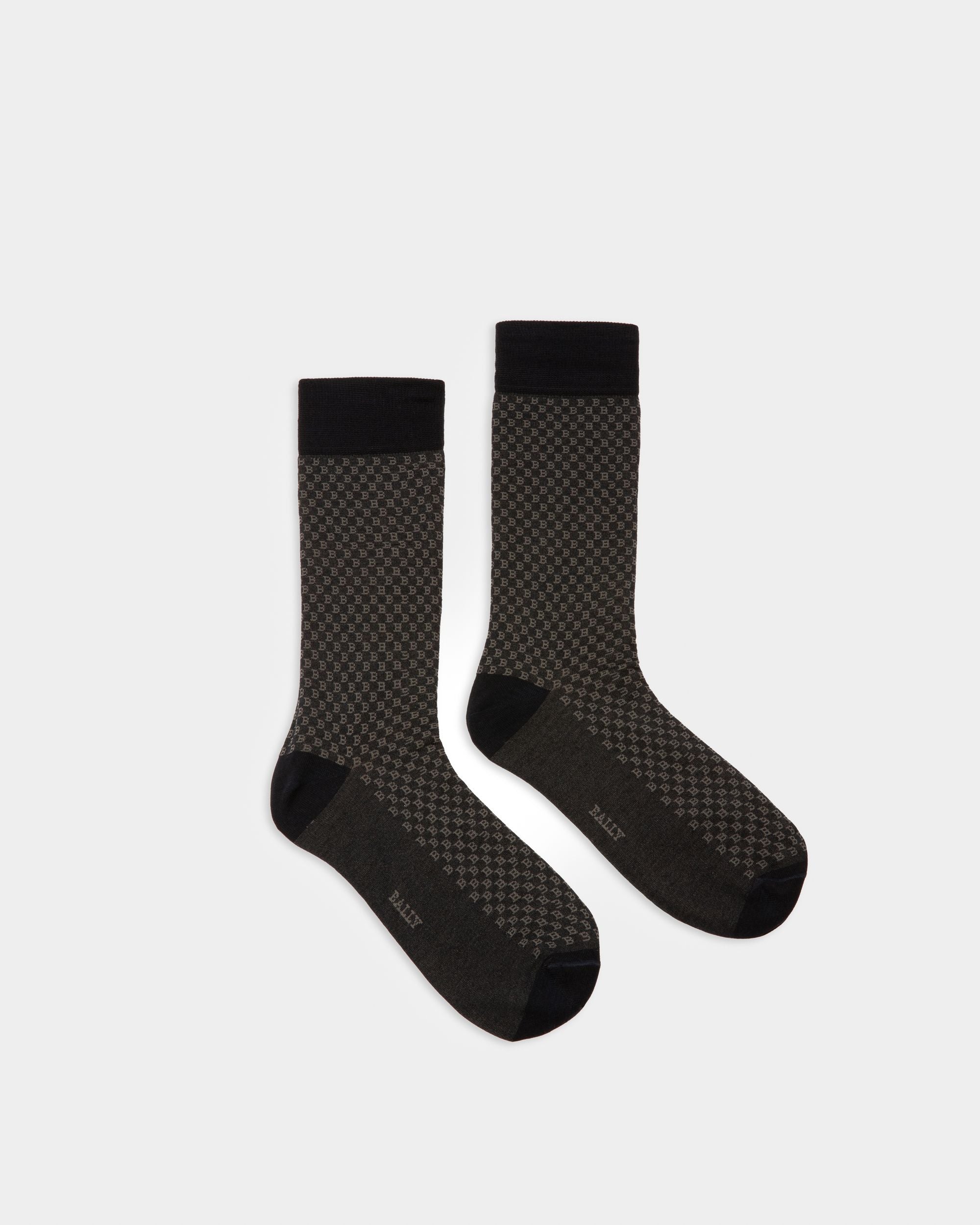 Socken Aus Marineblau-Grauem Baumwollmischgewebe - Herren - Bally - 01