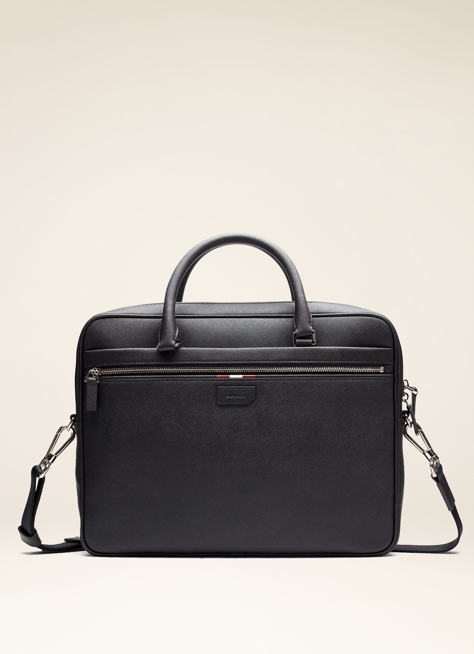 Men's Black Leather Business Bag - Herren - Bally - 01