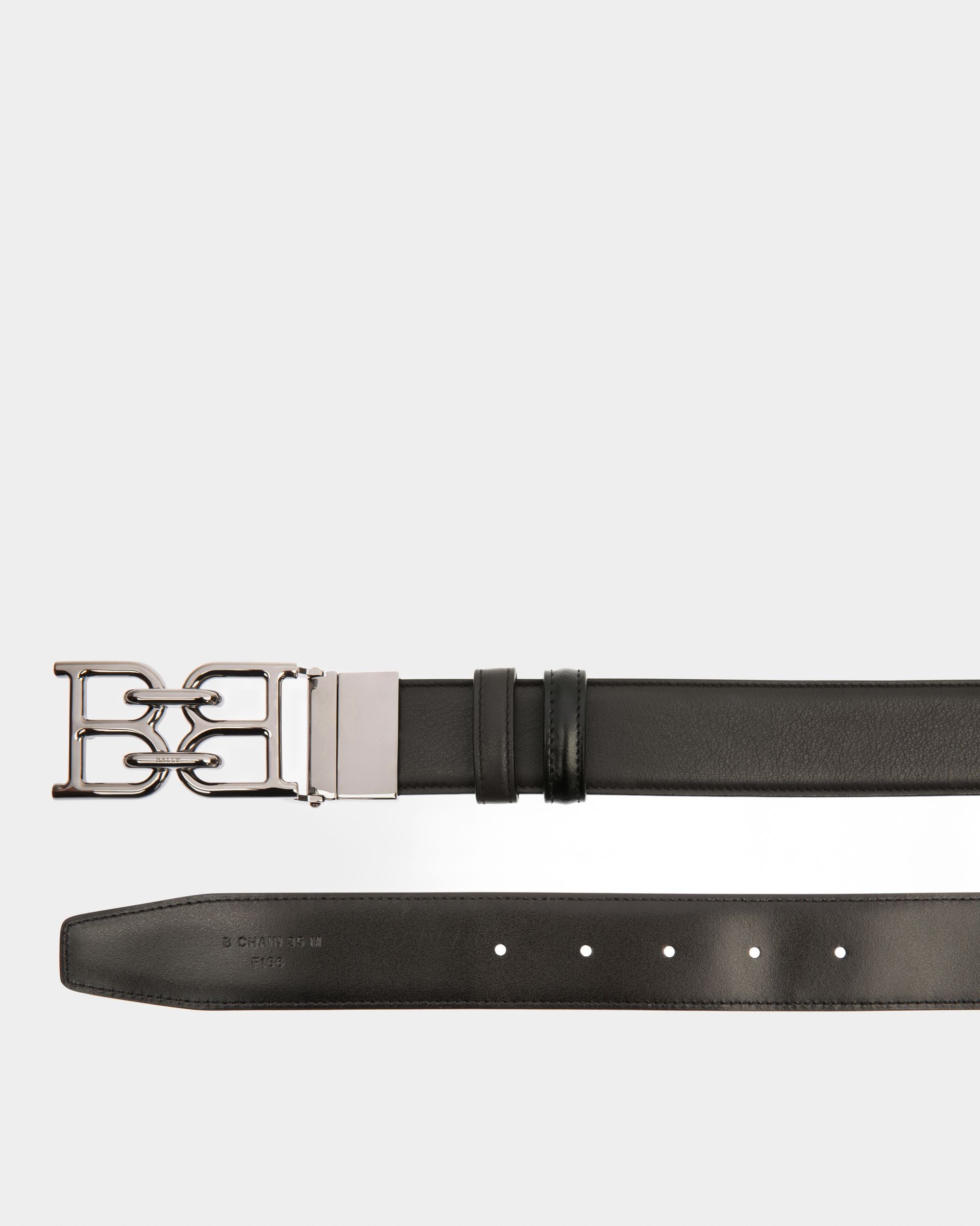 B-Chain 35 Mm Breiter Gürtel Aus Schwarzem Leder - Herren - Bally - 02