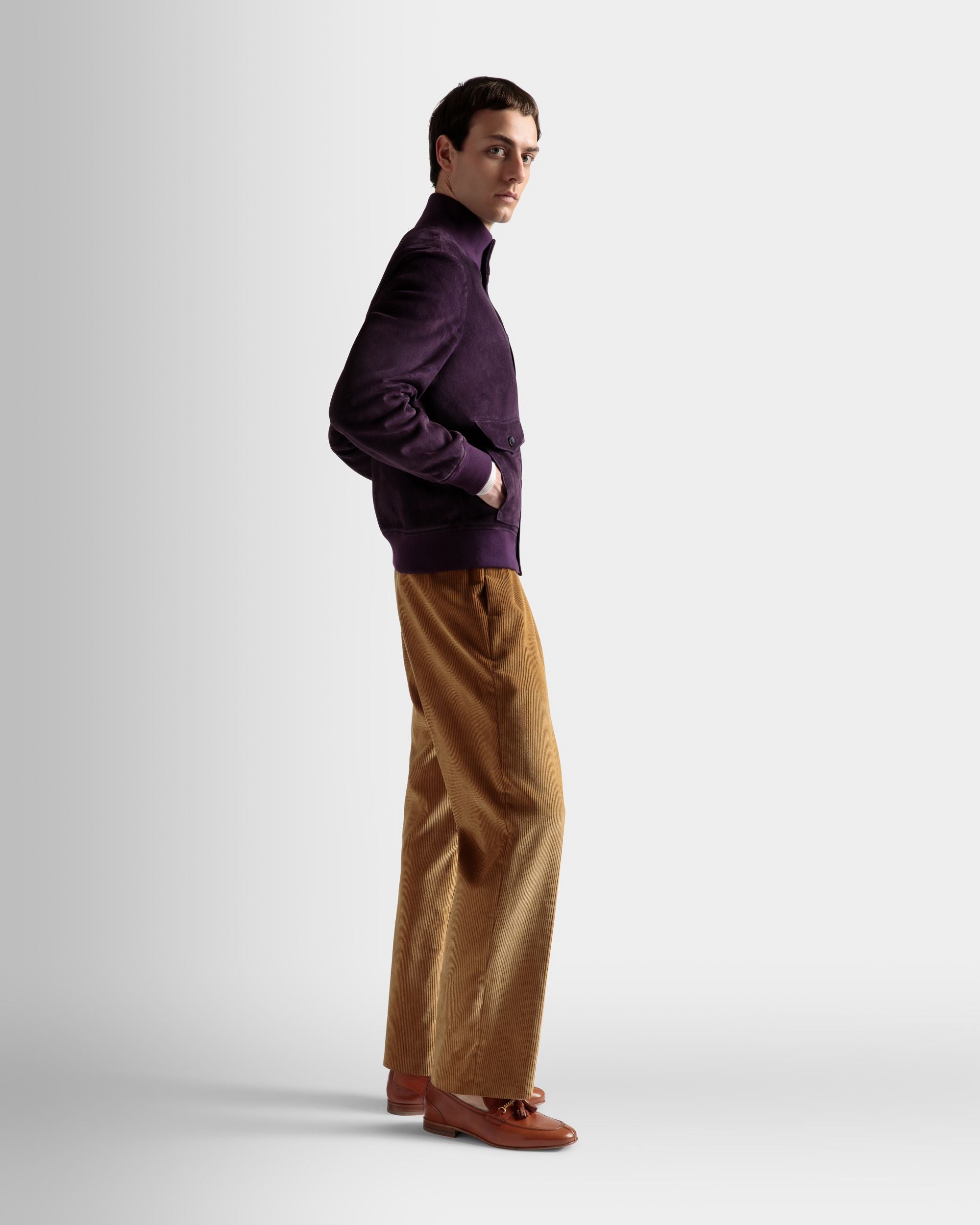 Hochgeschlossene Bomberjacke Aus Veloursleder in Orchidee - Herren - Bally - 05