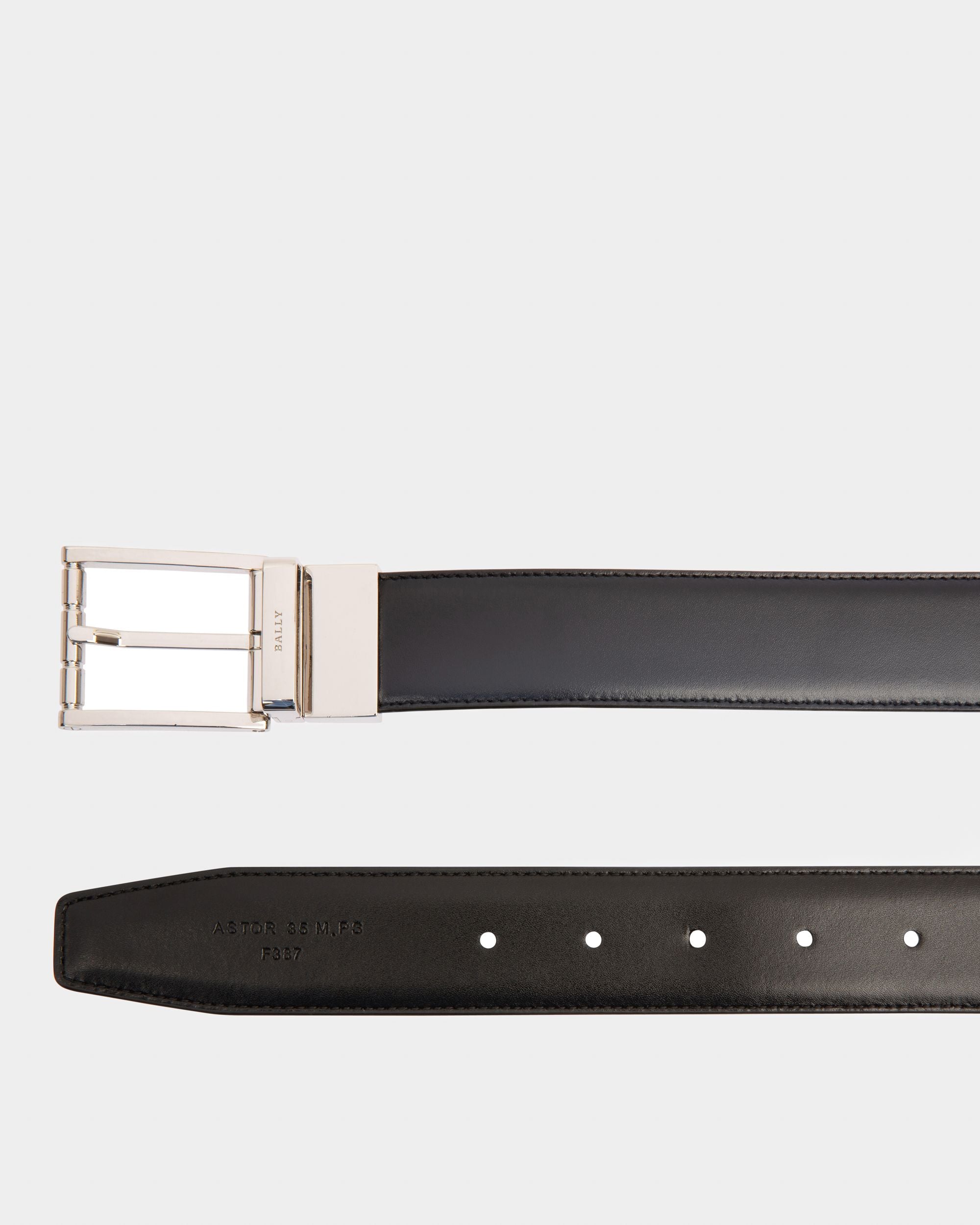 Astor 35 Mm Breiter Gürtel Aus Marineblauem Und Schwarzem Leder - Herren - Bally - 02