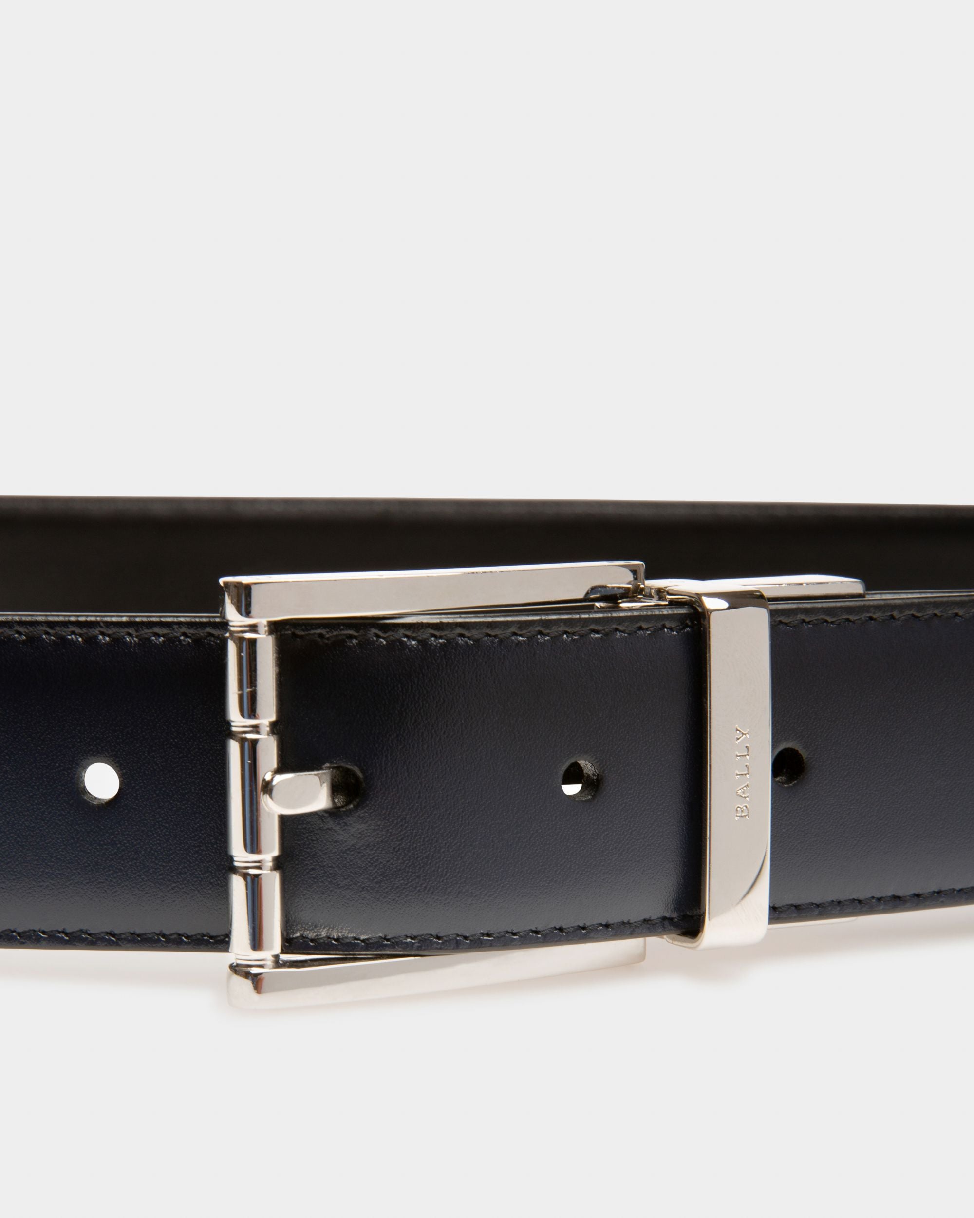 Astor 35 Mm Breiter Gürtel Aus Marineblauem Und Schwarzem Leder - Herren - Bally - 03