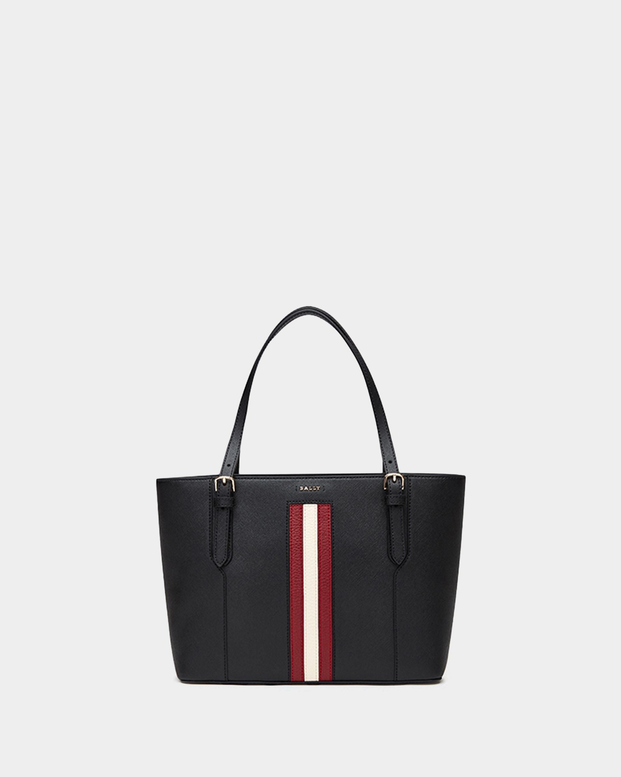 Women's Casual Black Striped Tote Bag - Damen - Bally - 01