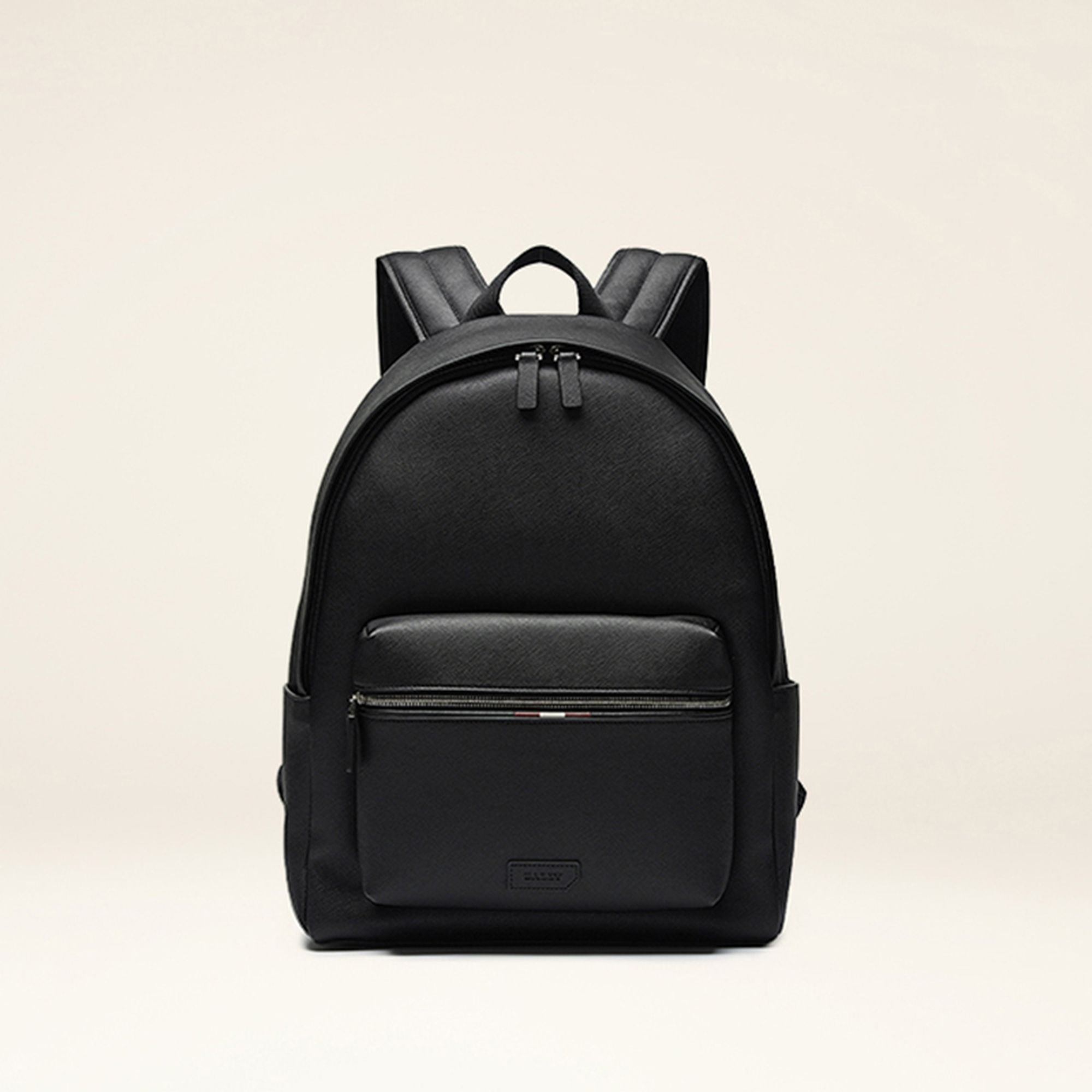 Men's Black Leather Casual Backpack - Herren - Bally - 01