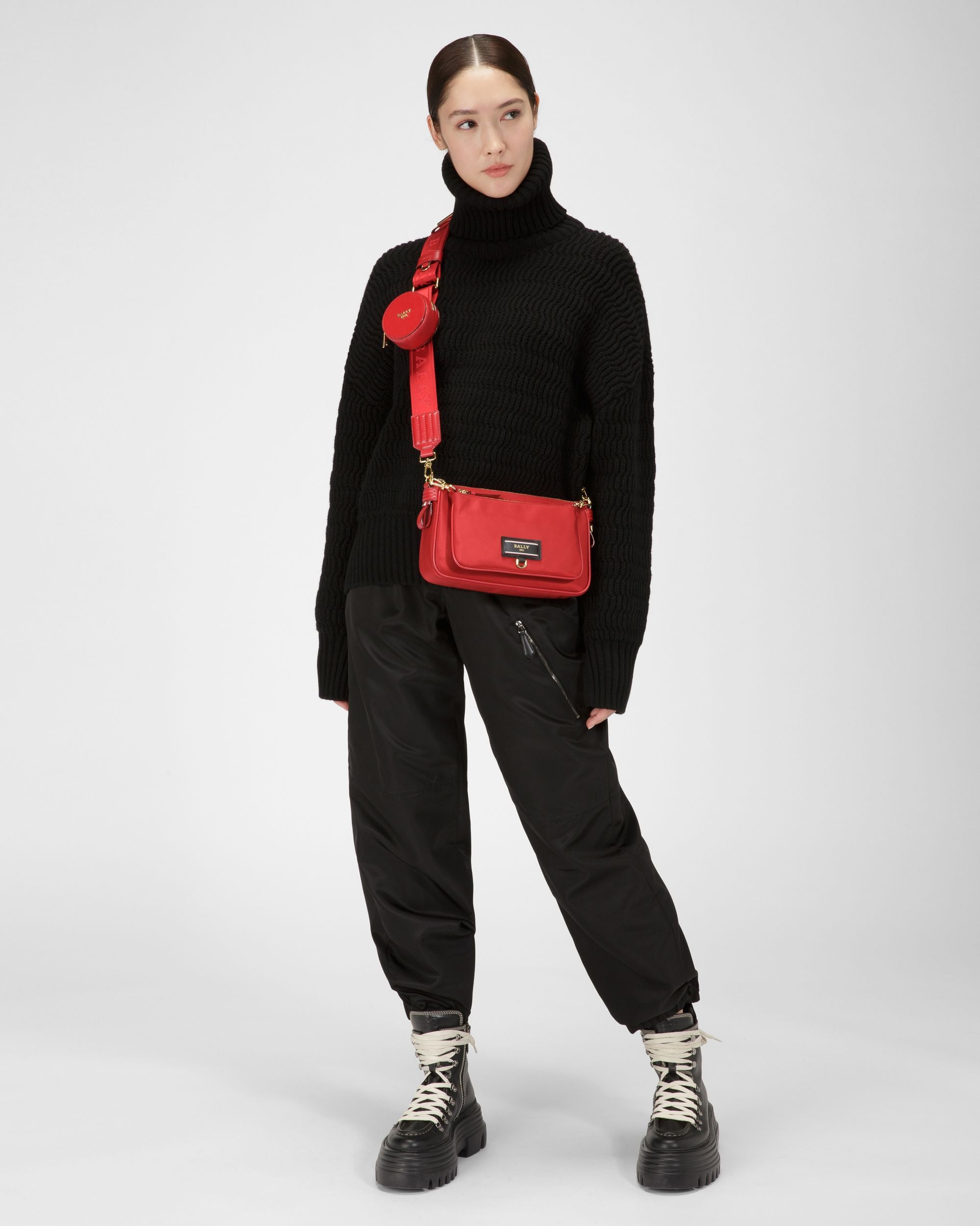Elenia Minitasche Aus Rotem Recyceltem Nylon - Damen - Bally - 03