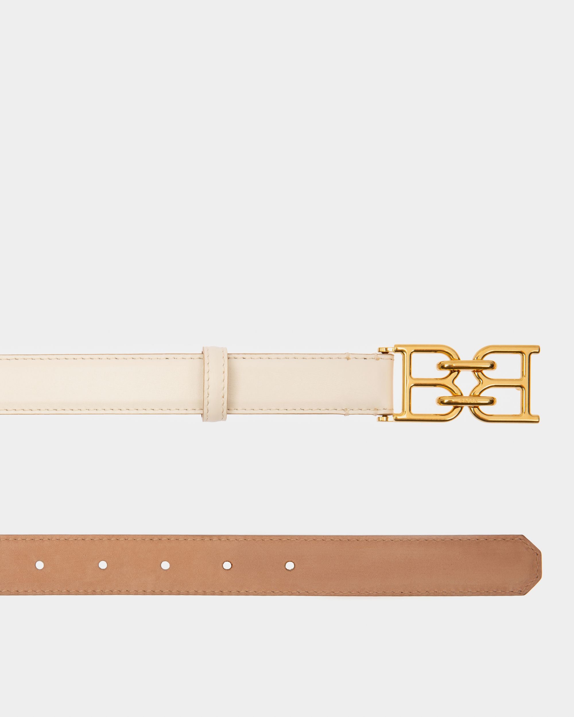 B-Chain 25 Mm Breiter Gürtel Aus Elfenbeinfarbenem Leder - Damen - Bally - 02