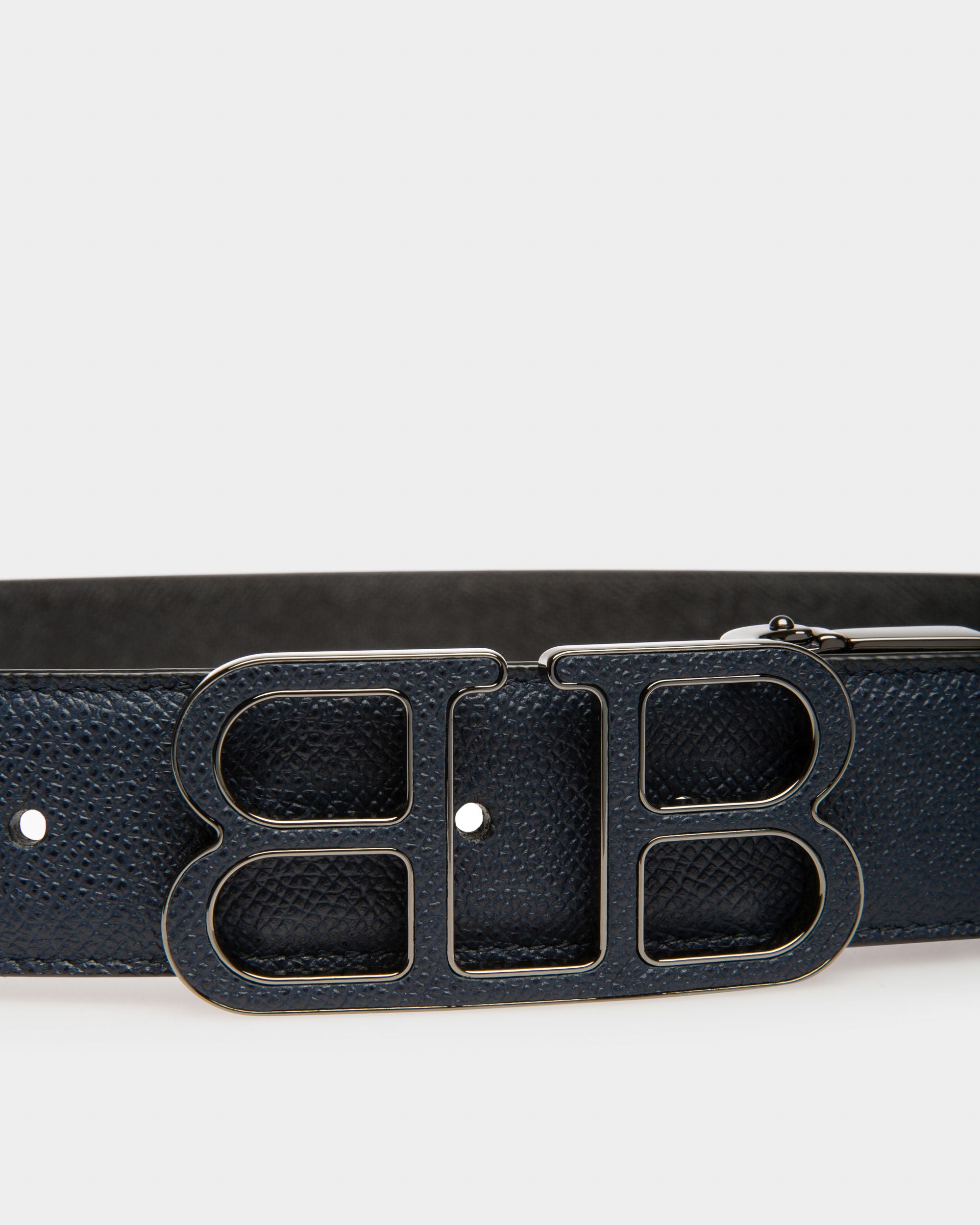 Britt 35 Mm Breiter Gürtel Aus Marineblauem Leder - Herren - Bally - 03