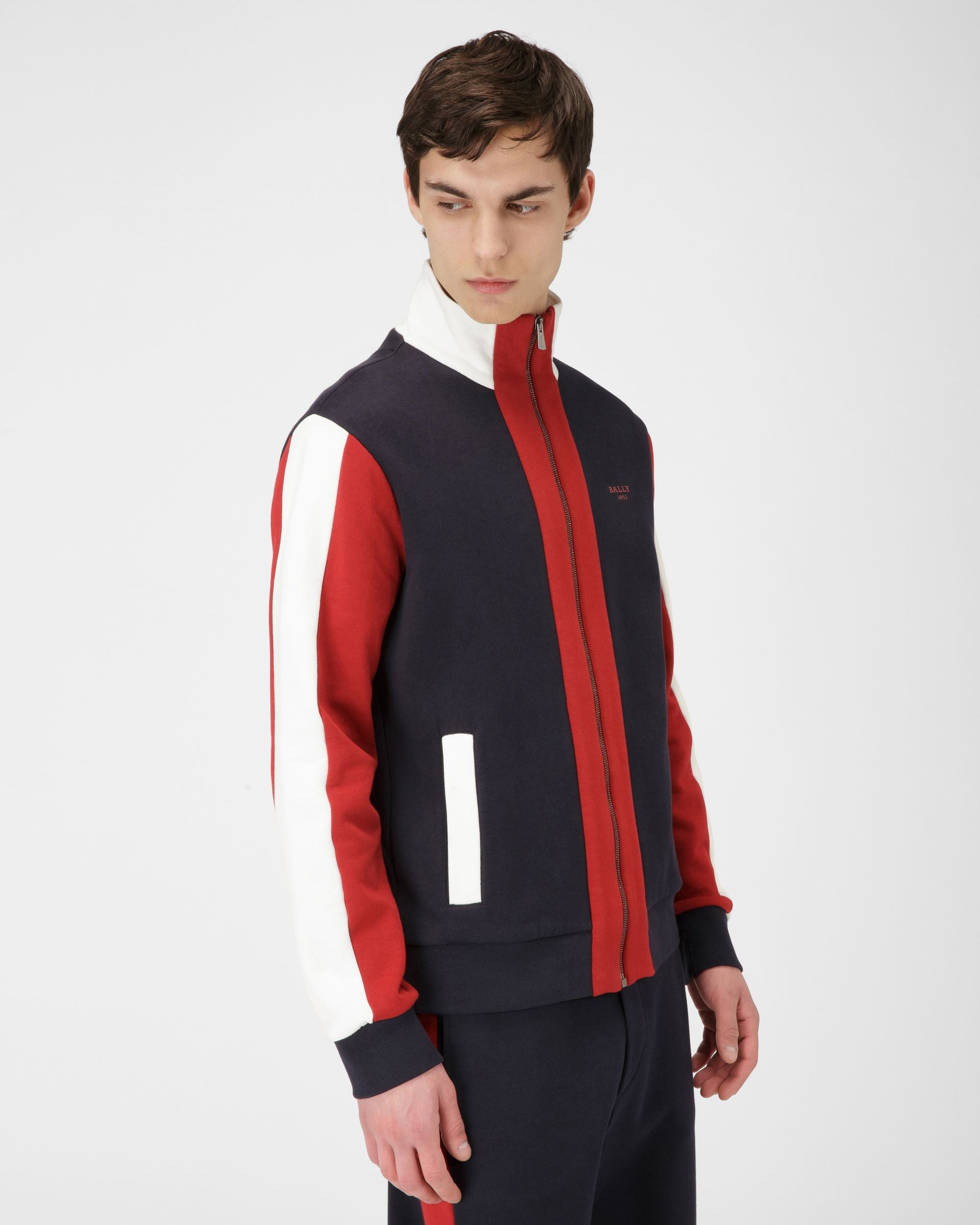 Oberteil Aus Baumwolle In Marineblau Und Bally-Rot - Herren - Bally - 02