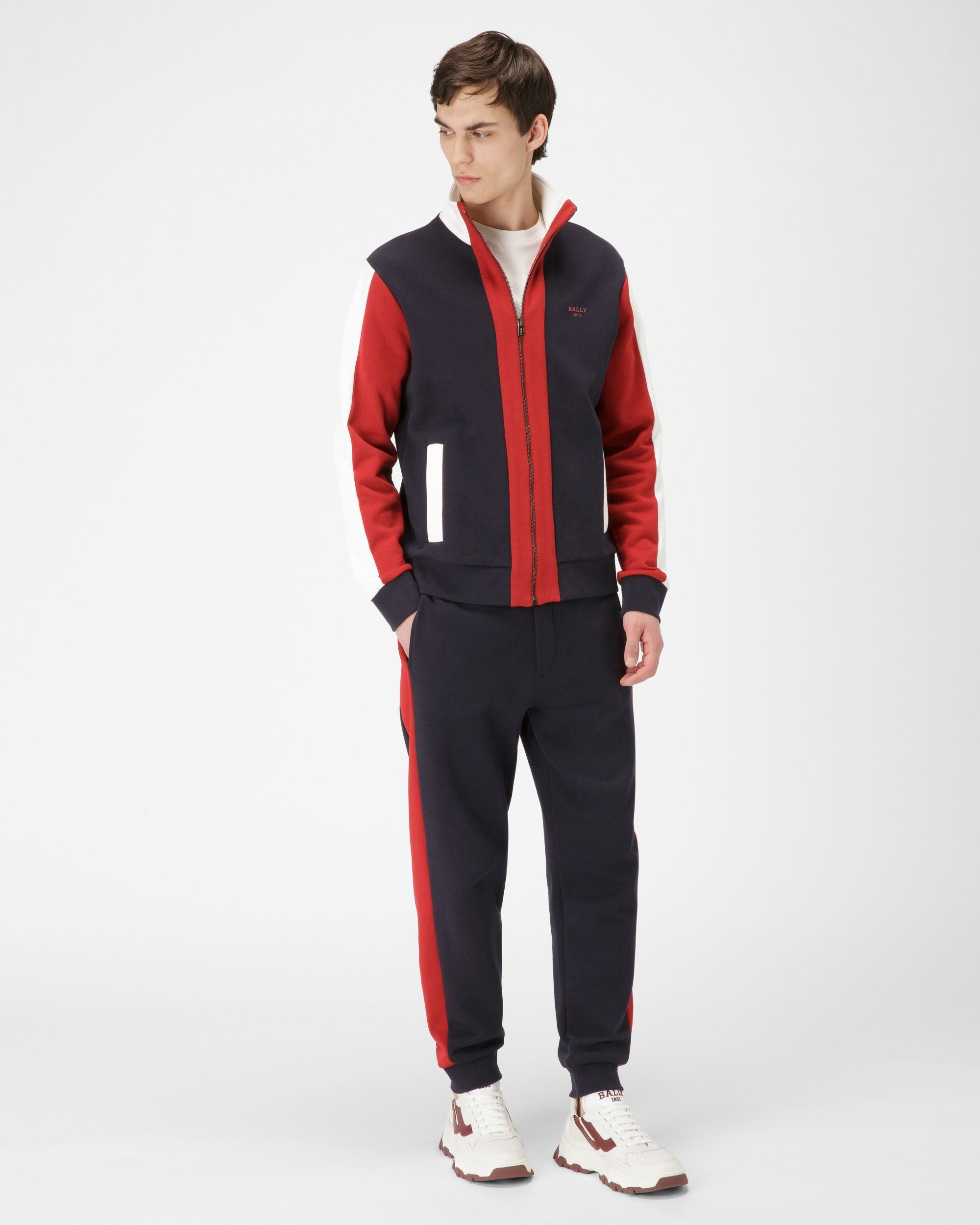 Oberteil Aus Baumwolle In Marineblau Und Bally-Rot - Herren - Bally - 05
