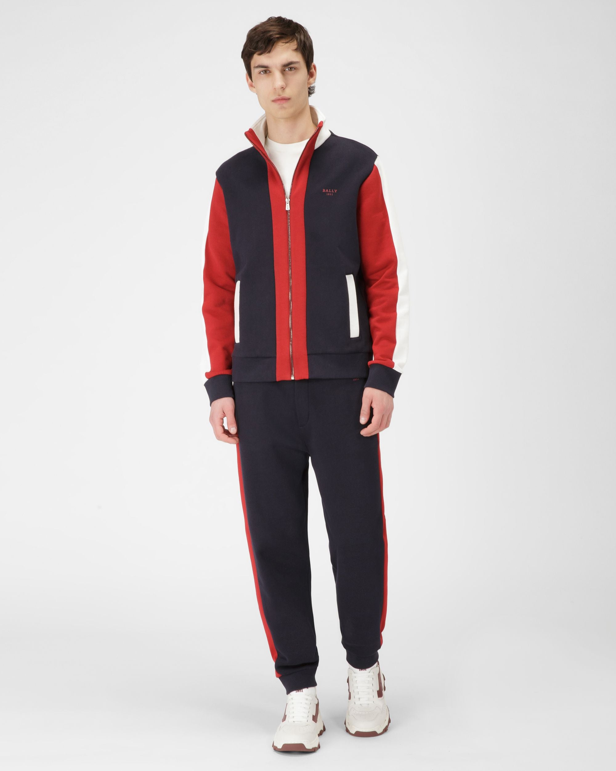 Hose Aus Funktionsbaumwolle In Marineblau Und Bally-Rot - Herren - Bally - 02