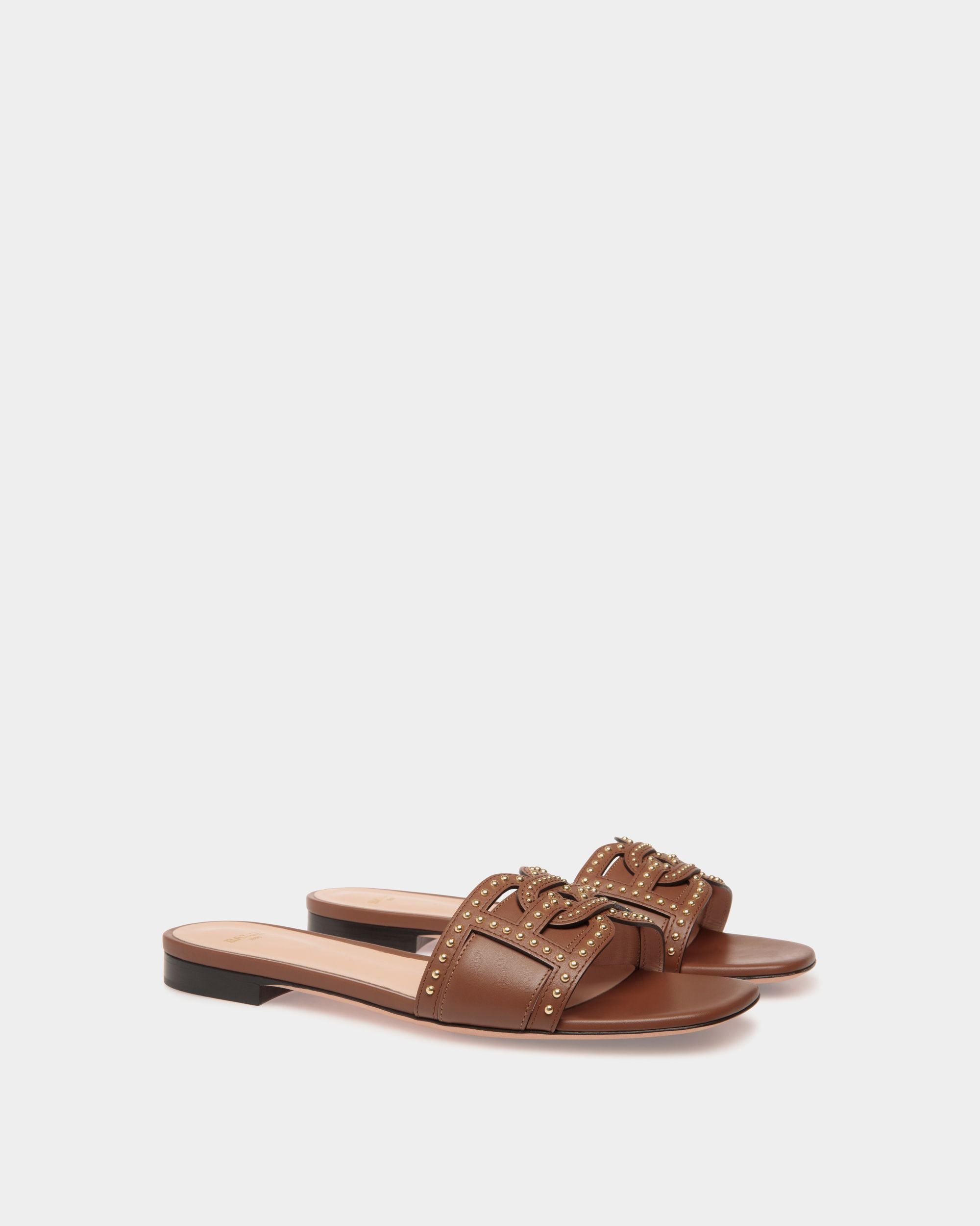 Flat Sandal In Brown Leather - Damen - Bally - 02