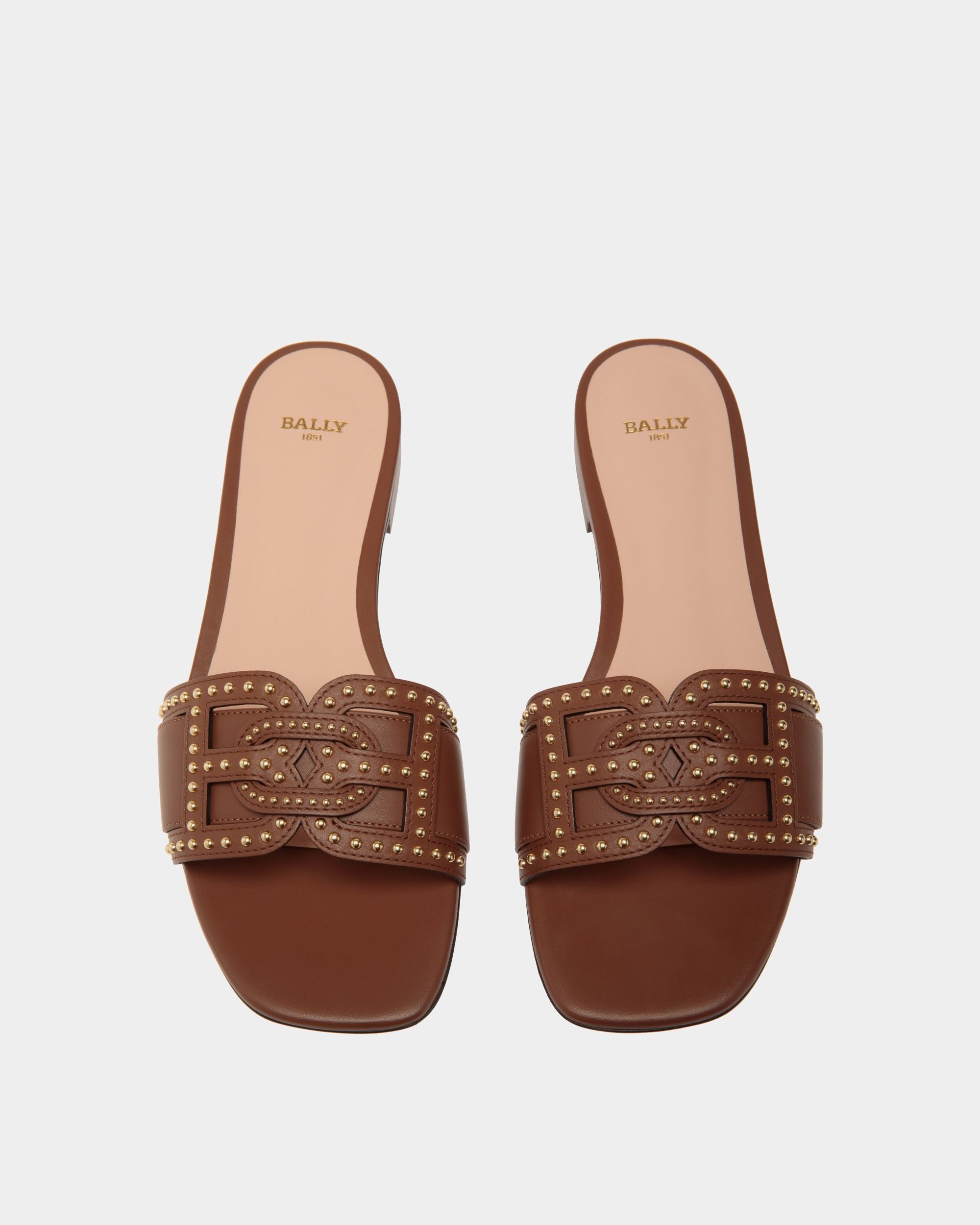 Flat Sandal In Brown Leather - Damen - Bally - 04