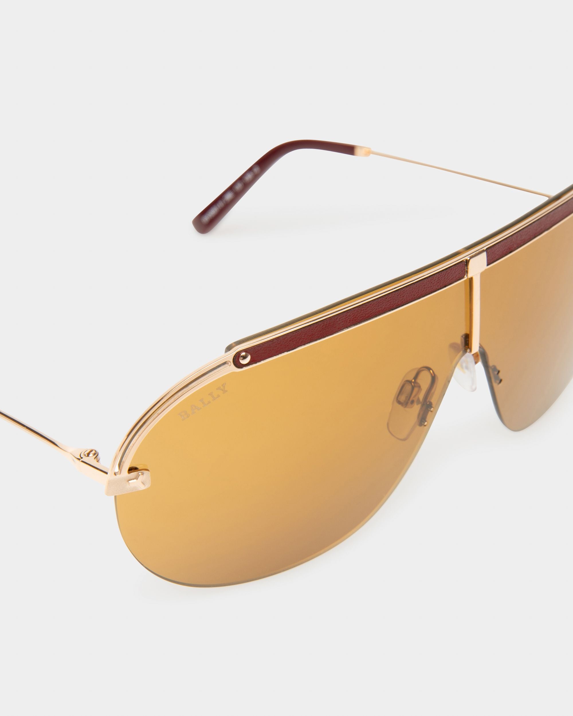 Zola Sonnenbrille Aus Metall In Glänzender Roségold-Optik Mit Braunen Gläsern - Herren - Bally - 02