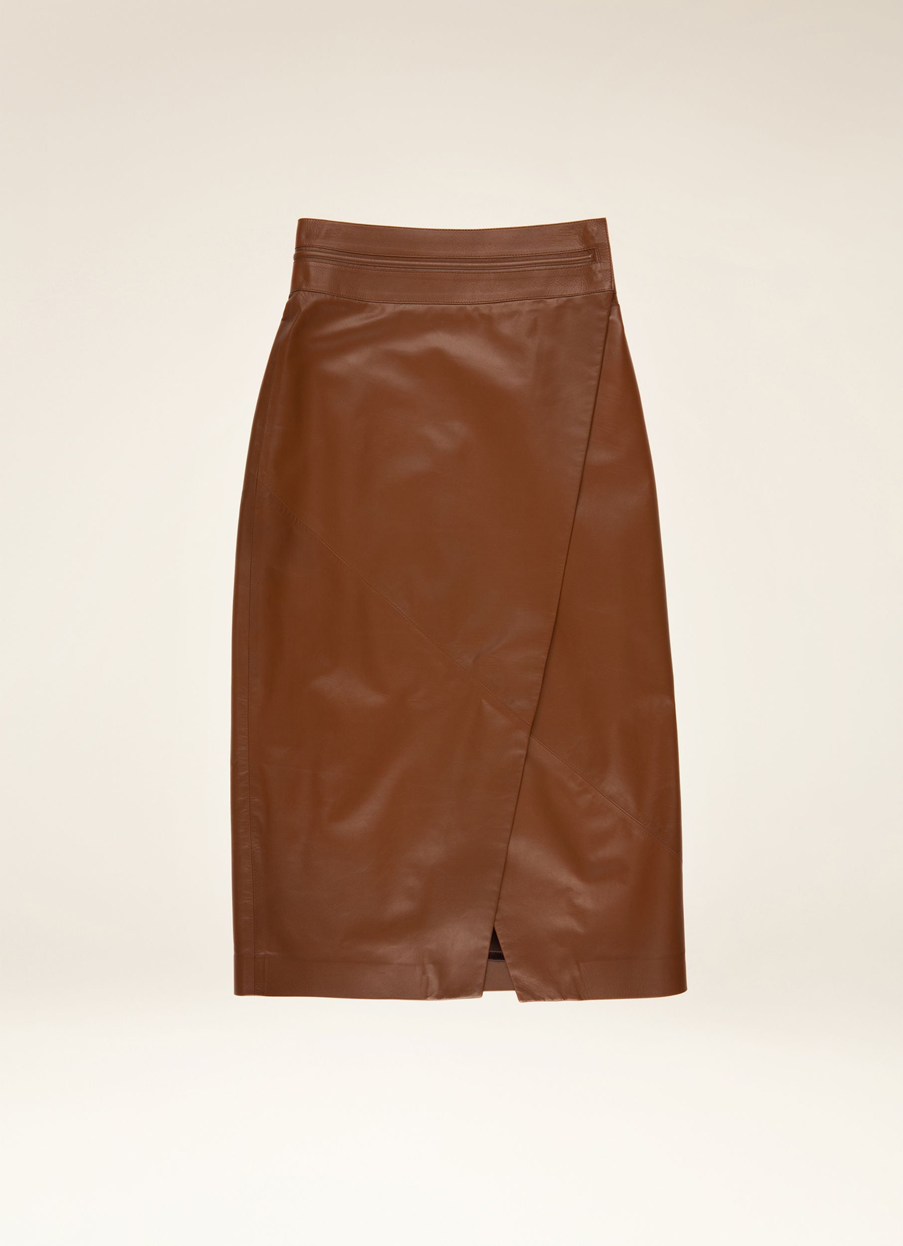 Bleistiftrock Aus Leder Braune Lederunterteile - Damen - Bally - 01