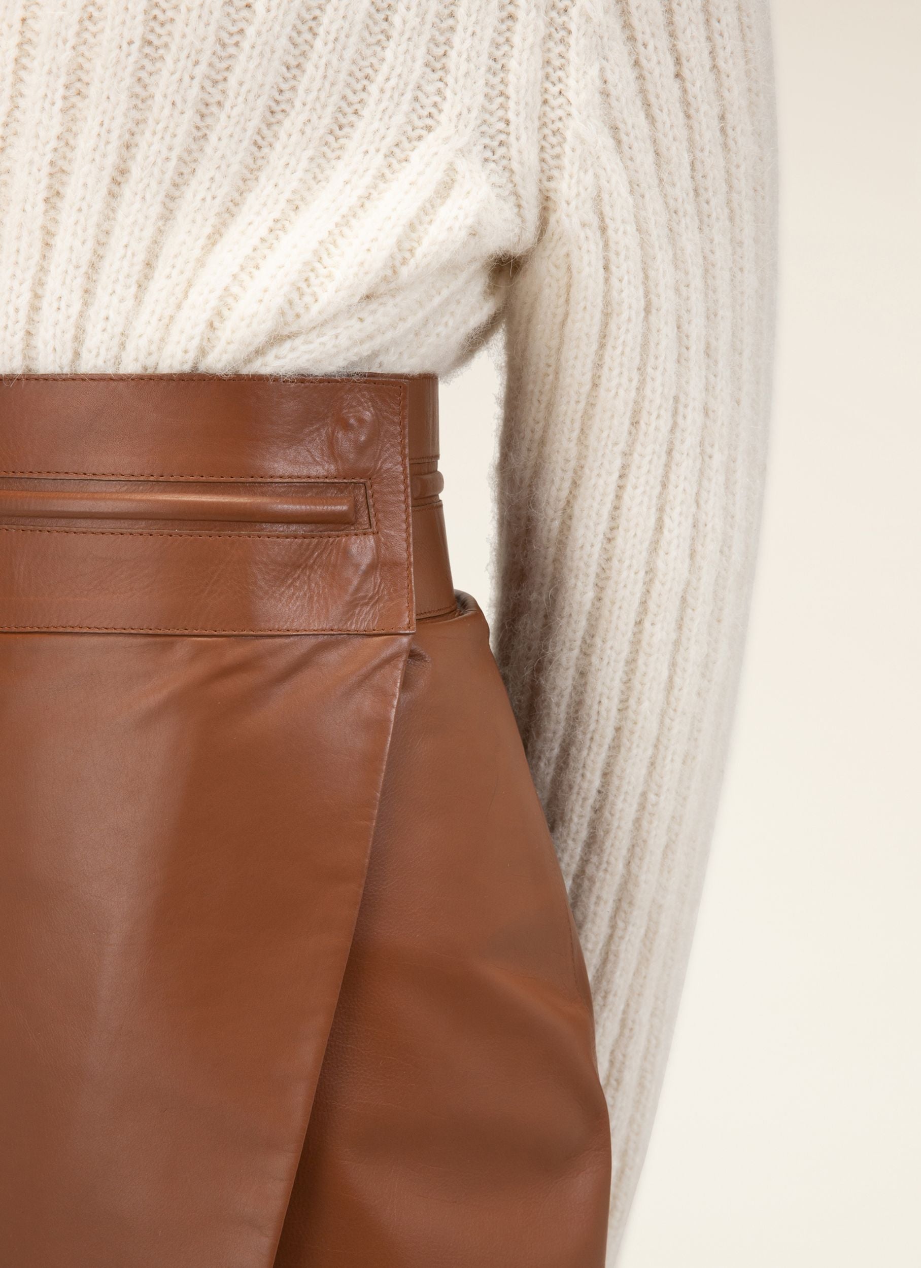 Bleistiftrock Aus Leder Braune Lederunterteile - Damen - Bally - 02