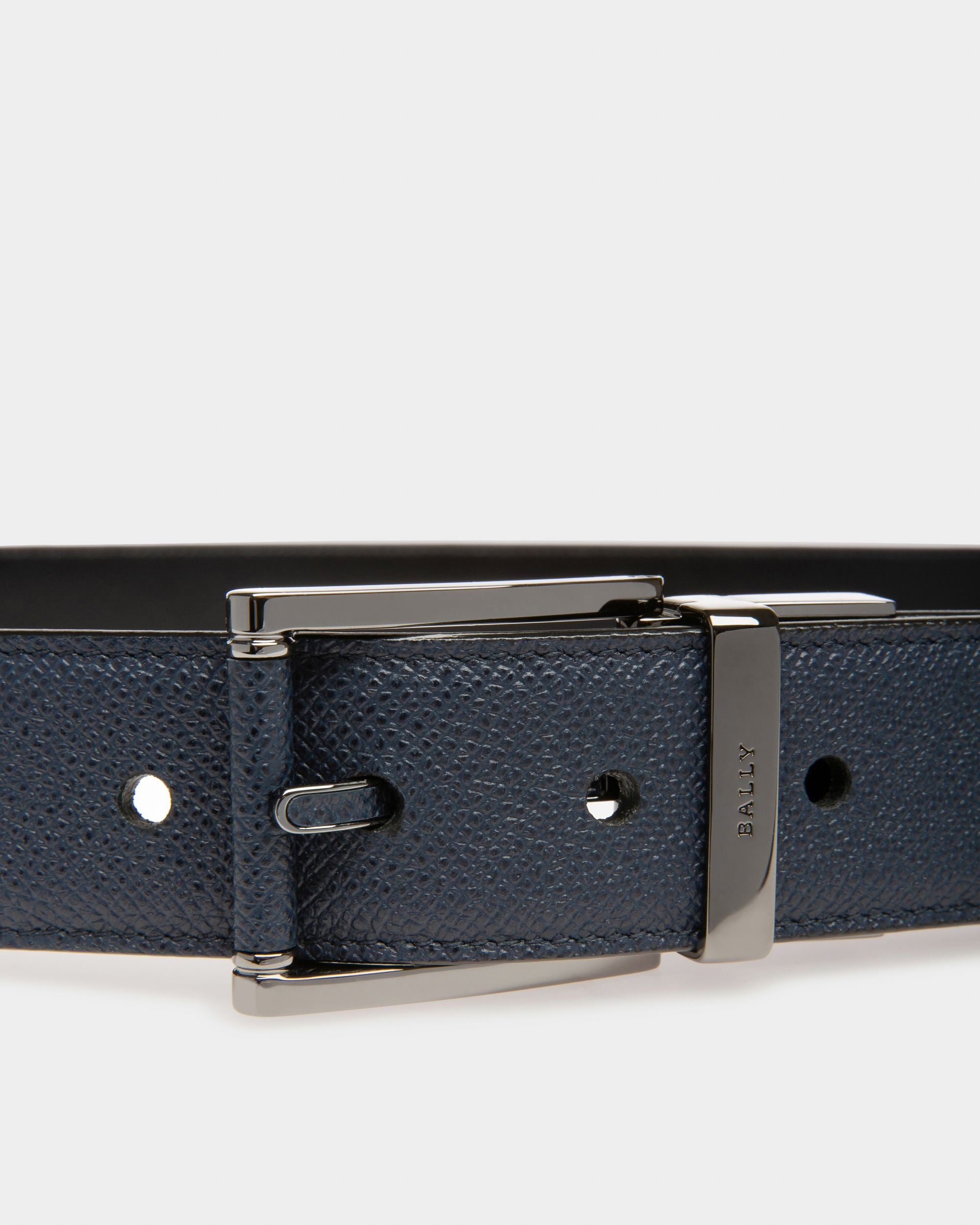 Astor 35 Mm Breiter Gürtel Aus Marineblauem Und Schwarzem Leder - Herren - Bally - 03