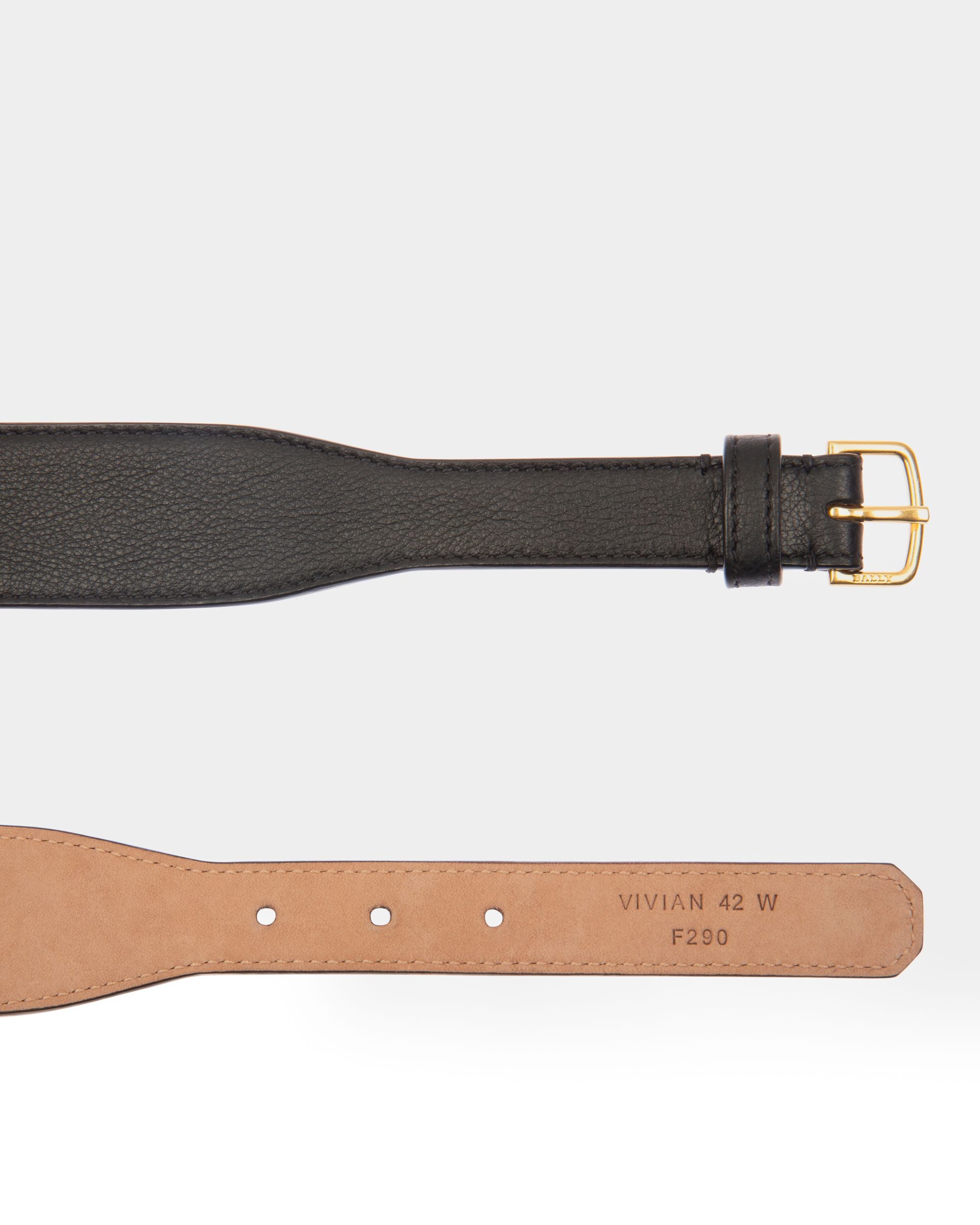 Vivian 42 Mm Breiter Gürtel Aus Schwarzem Leder - Damen - Bally - 02