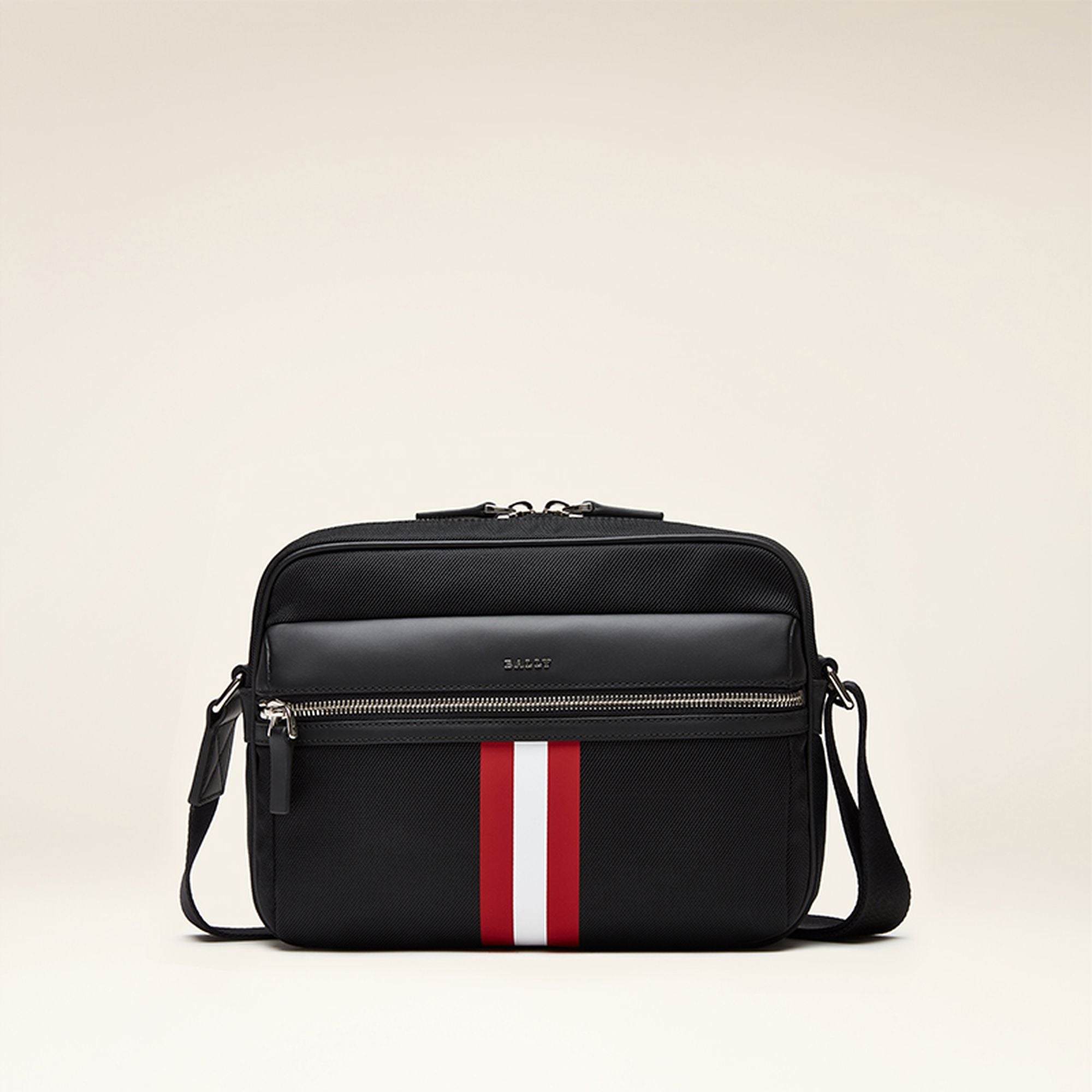 Men's Black Striped Shoulder Bag - Herren - Bally - 01