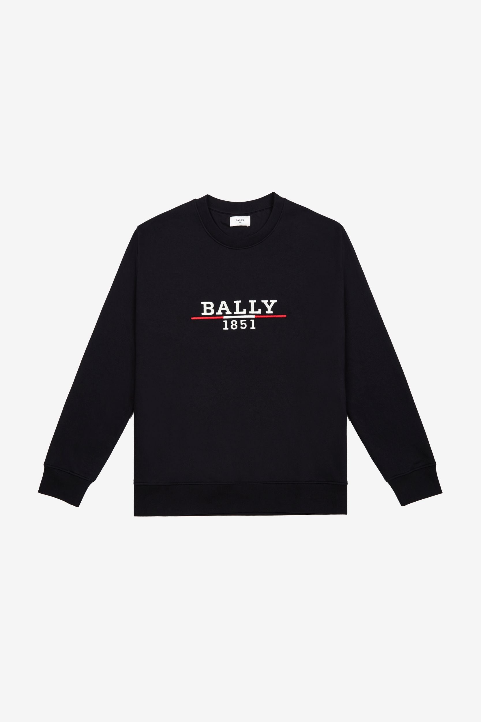 Men's Black Lettering Crew Neck Sweatshirt - Herren - Bally - 01