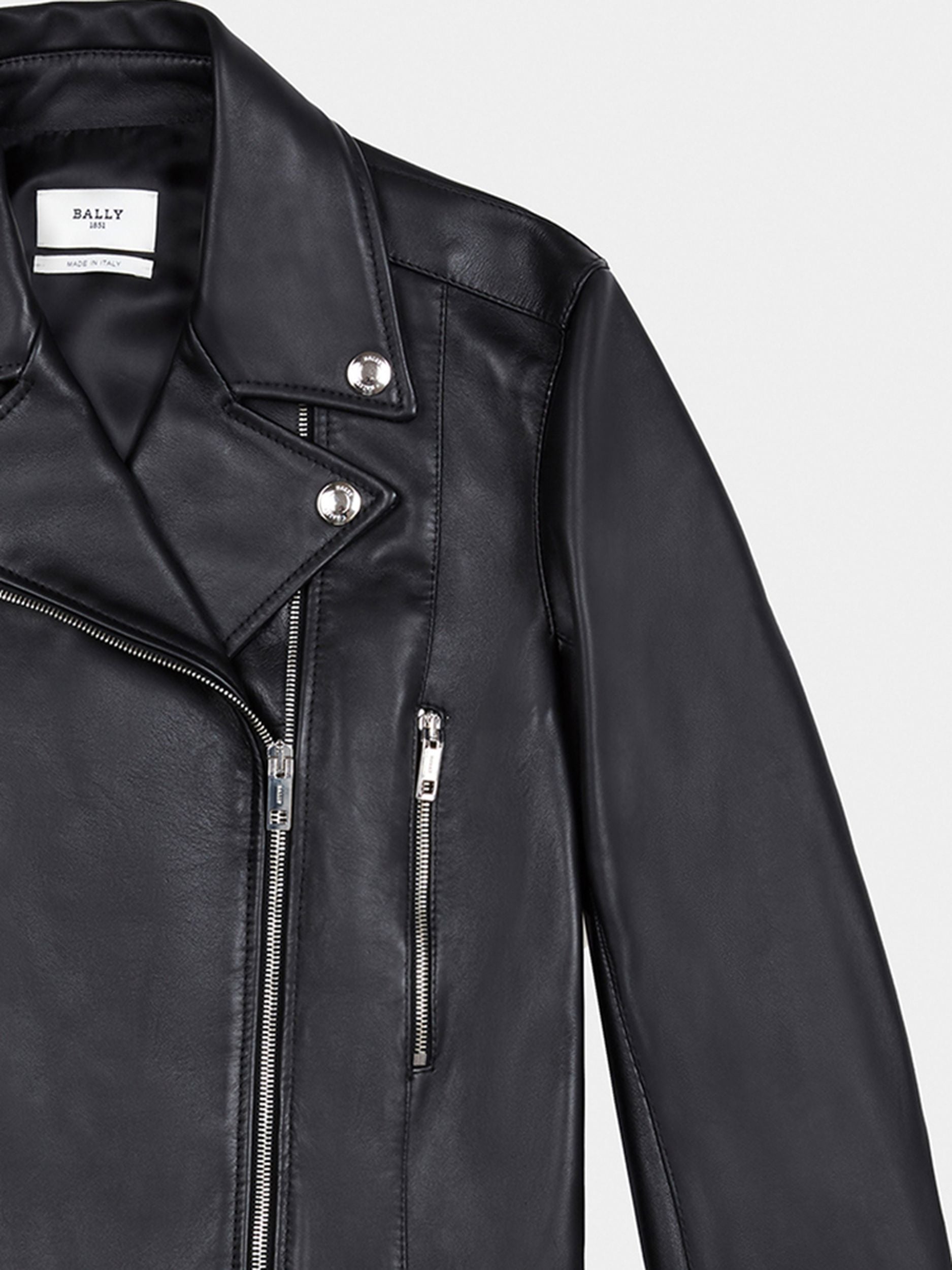 Women's Black Leather Jacket - Damen - Bally - 03
