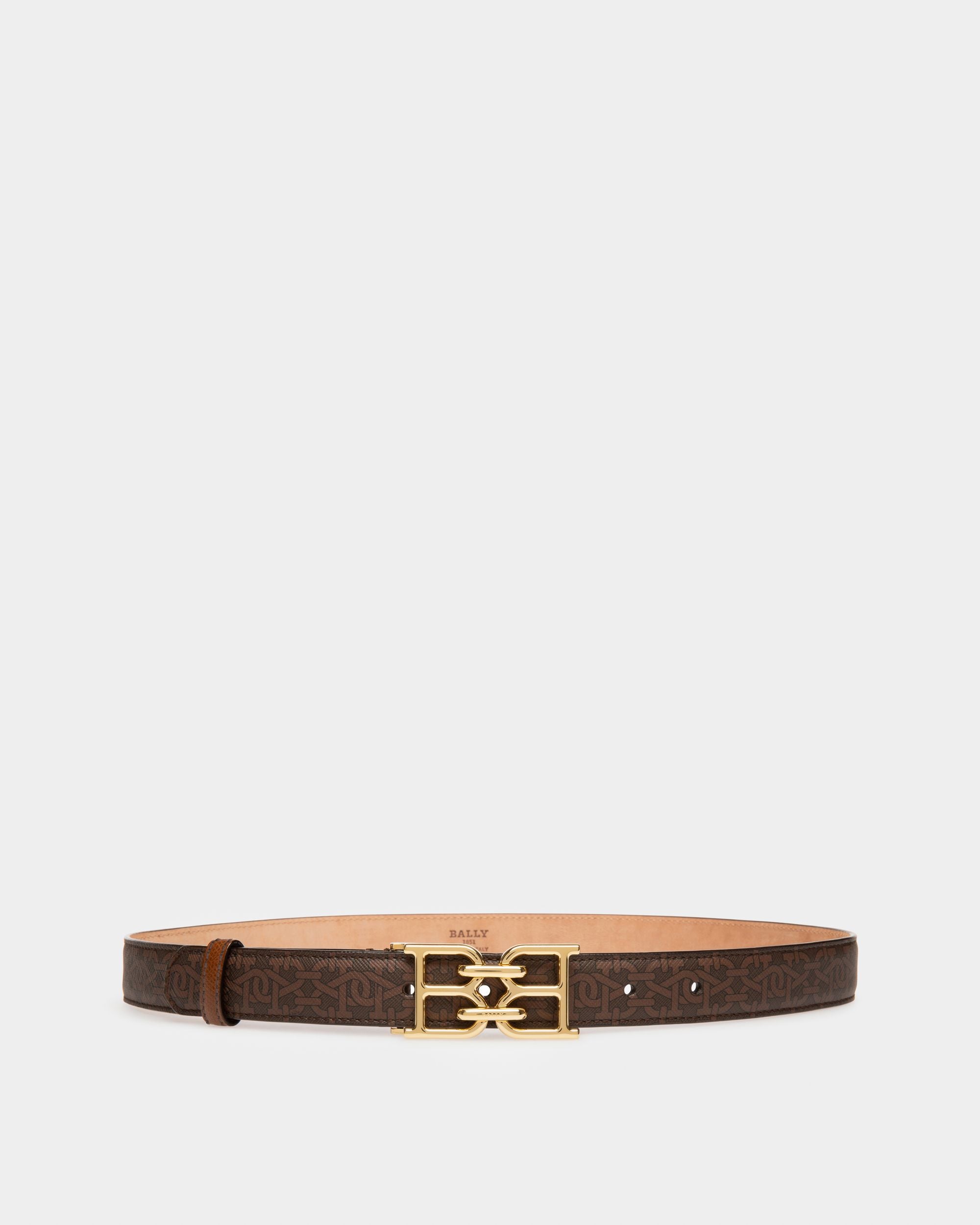 Bb-Motiv 25 Mm Breiter Gürtel Aus Braunem Tpu - Damen - Bally - 01