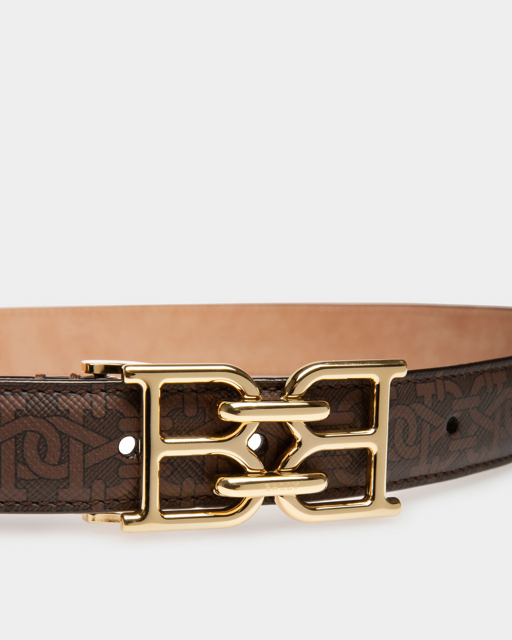 Bb-Motiv 25 Mm Breiter Gürtel Aus Braunem Tpu - Damen - Bally - 03