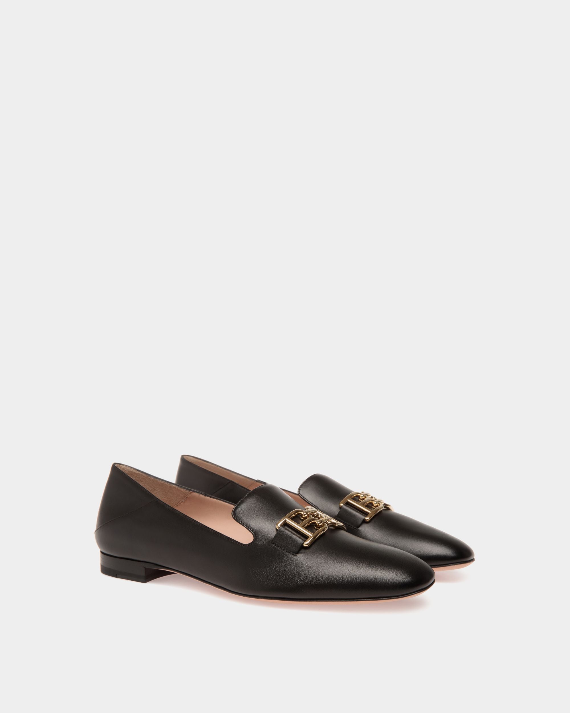 B Chain Flats In Black Leather - Damen - Bally - 02