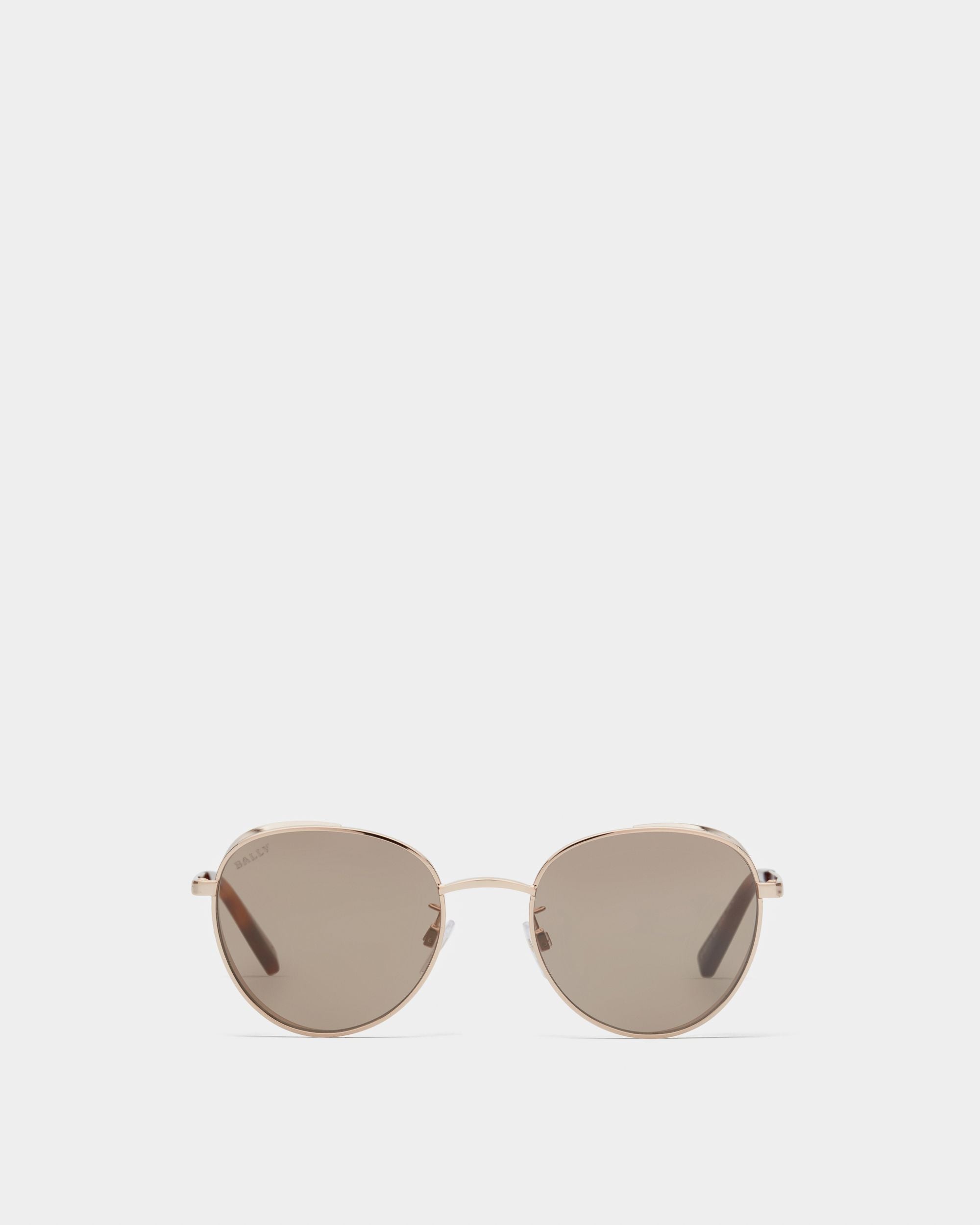 Glint Sonnenbrille Aus Metall In Glänzender Roségold-Optik Mit Braunen Flash-Gläsern - Herren - Bally - 01