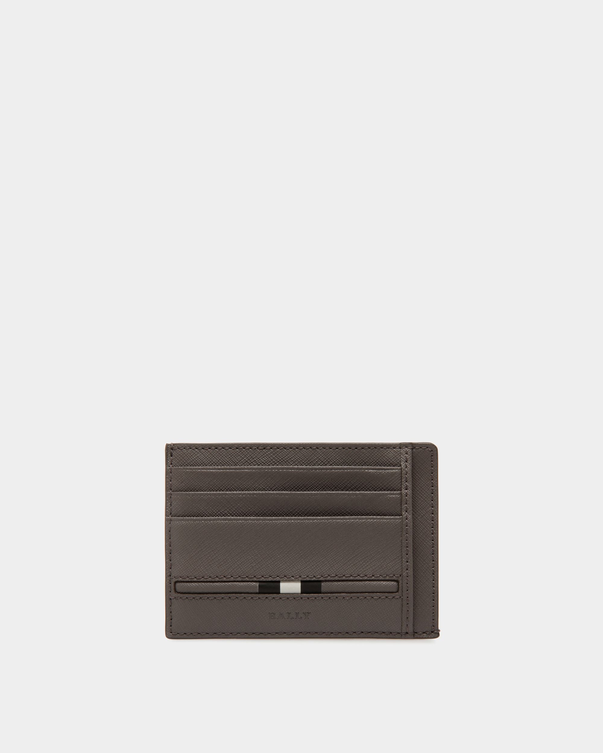 Business Card Holder In Grey Leather - Herren - Bally - 01