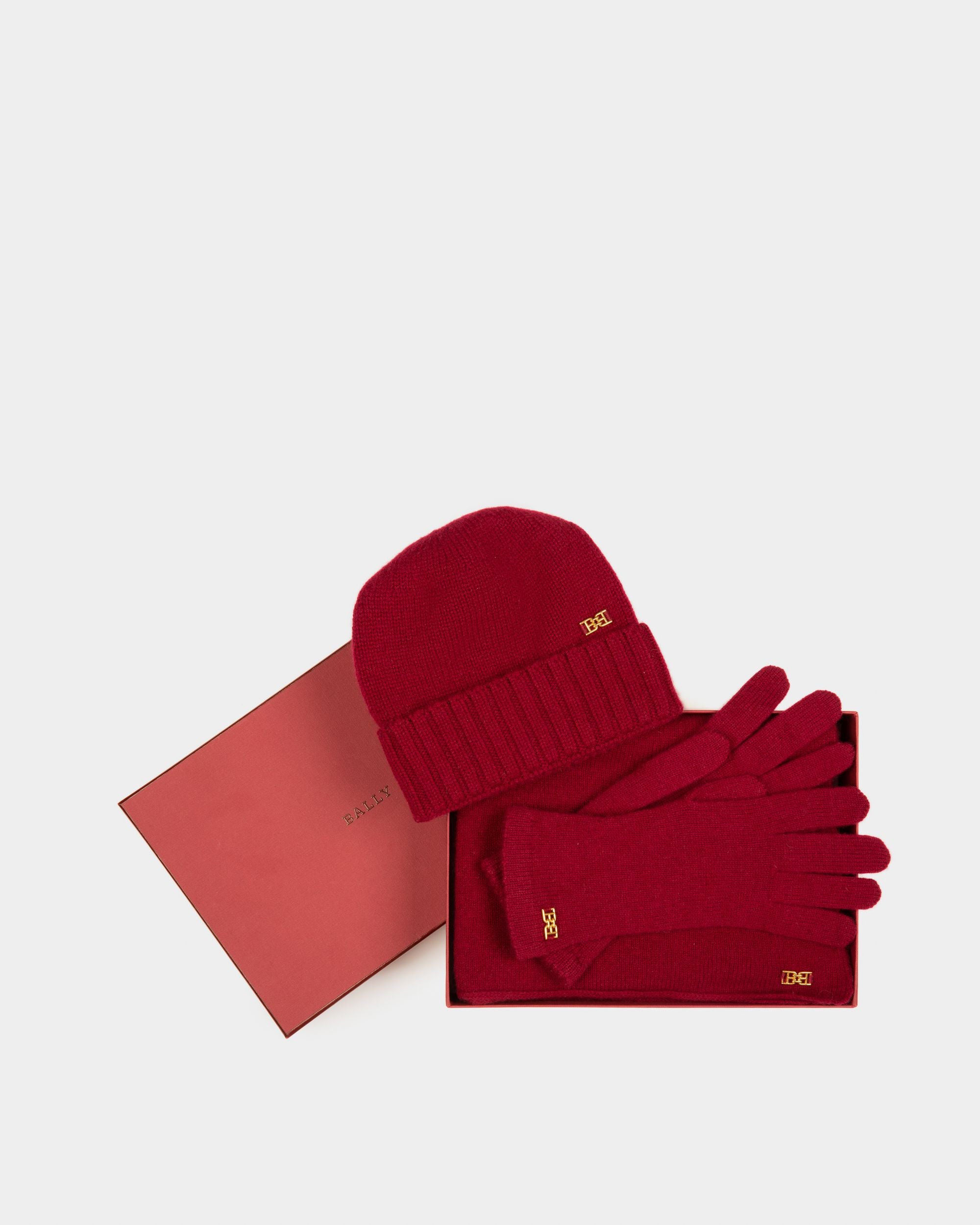 Accessoire-Set Aus Traditionsrotem Kaschmir - Damen - Bally - 01
