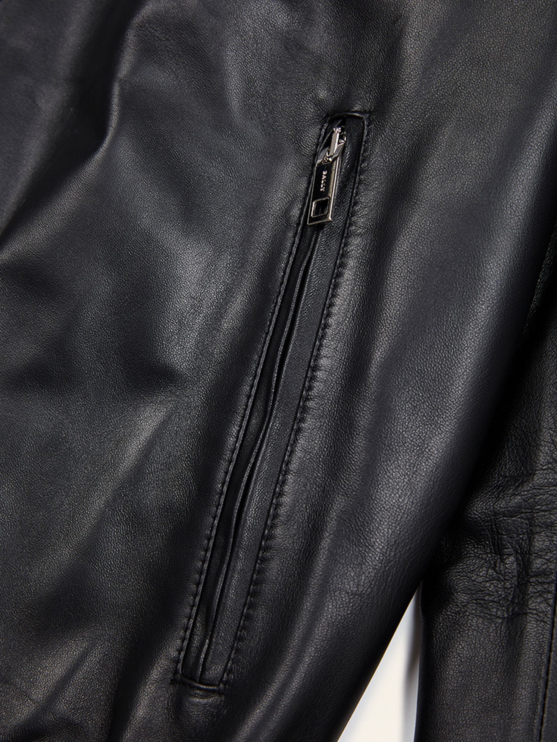 Men's Black Leather Hooded Casual Jacket - Herren - Bally - 04
