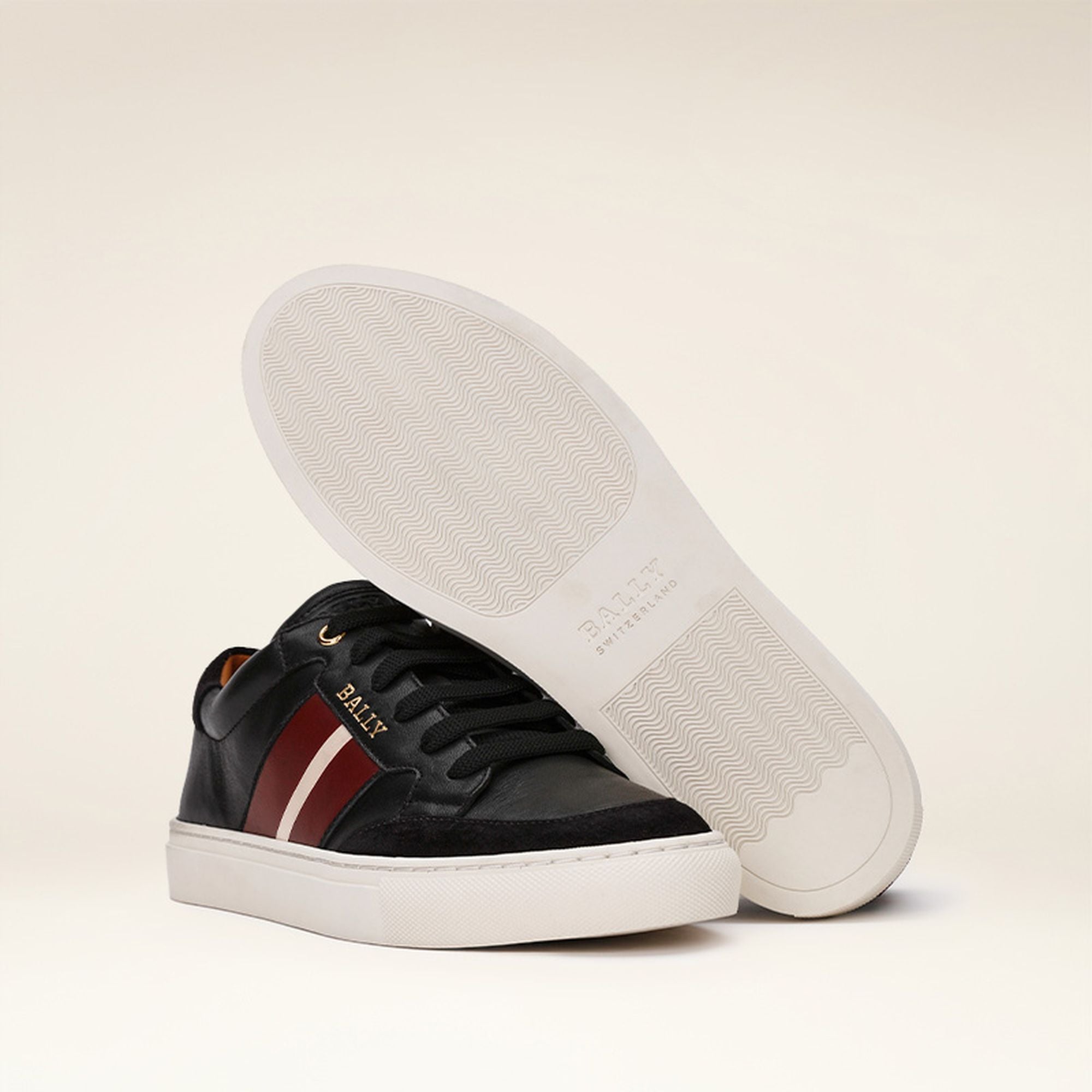 Women's Casual Black And Red Leather Sneakers - Damen - Bally - 03