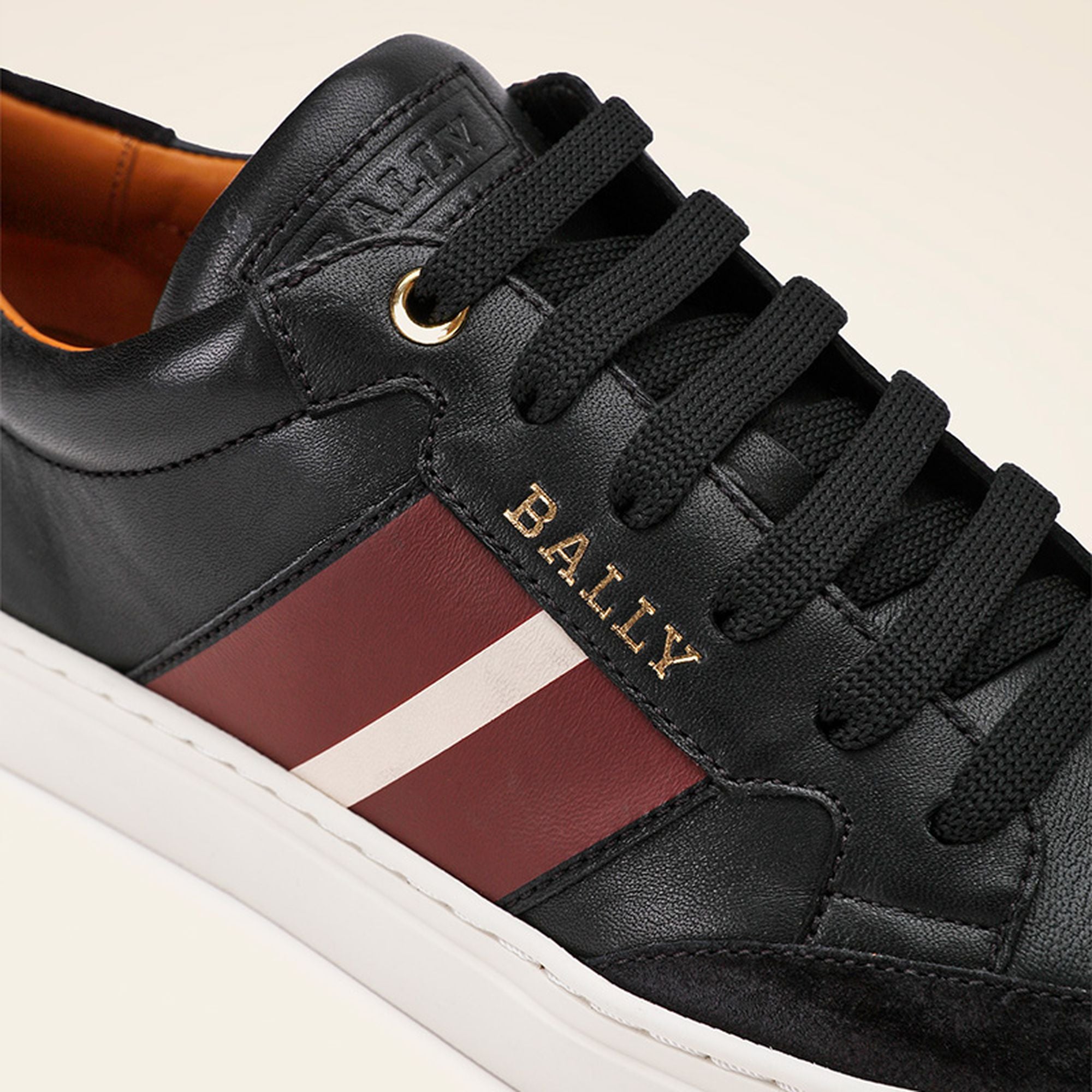 Women's Casual Black And Red Leather Sneakers - Damen - Bally - 04