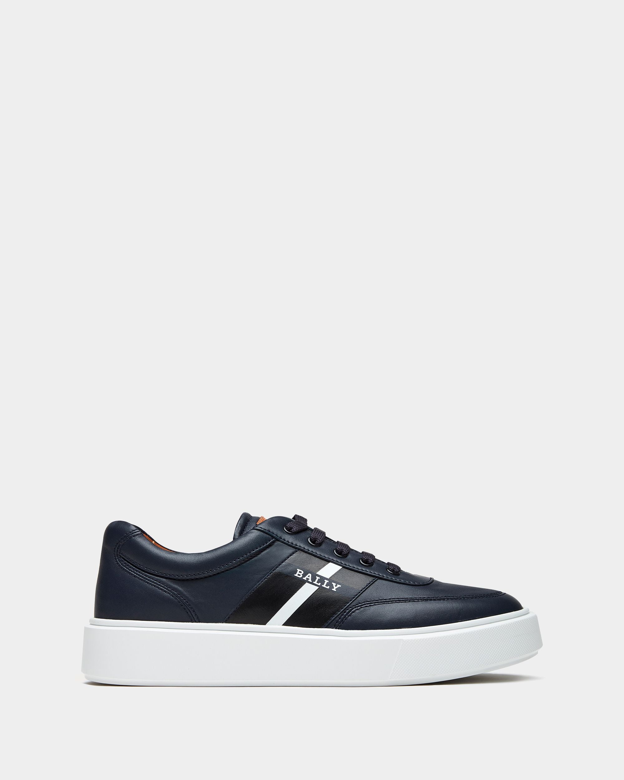 Men's Navy Blue Leather Sneaker - Herren - Bally - 01
