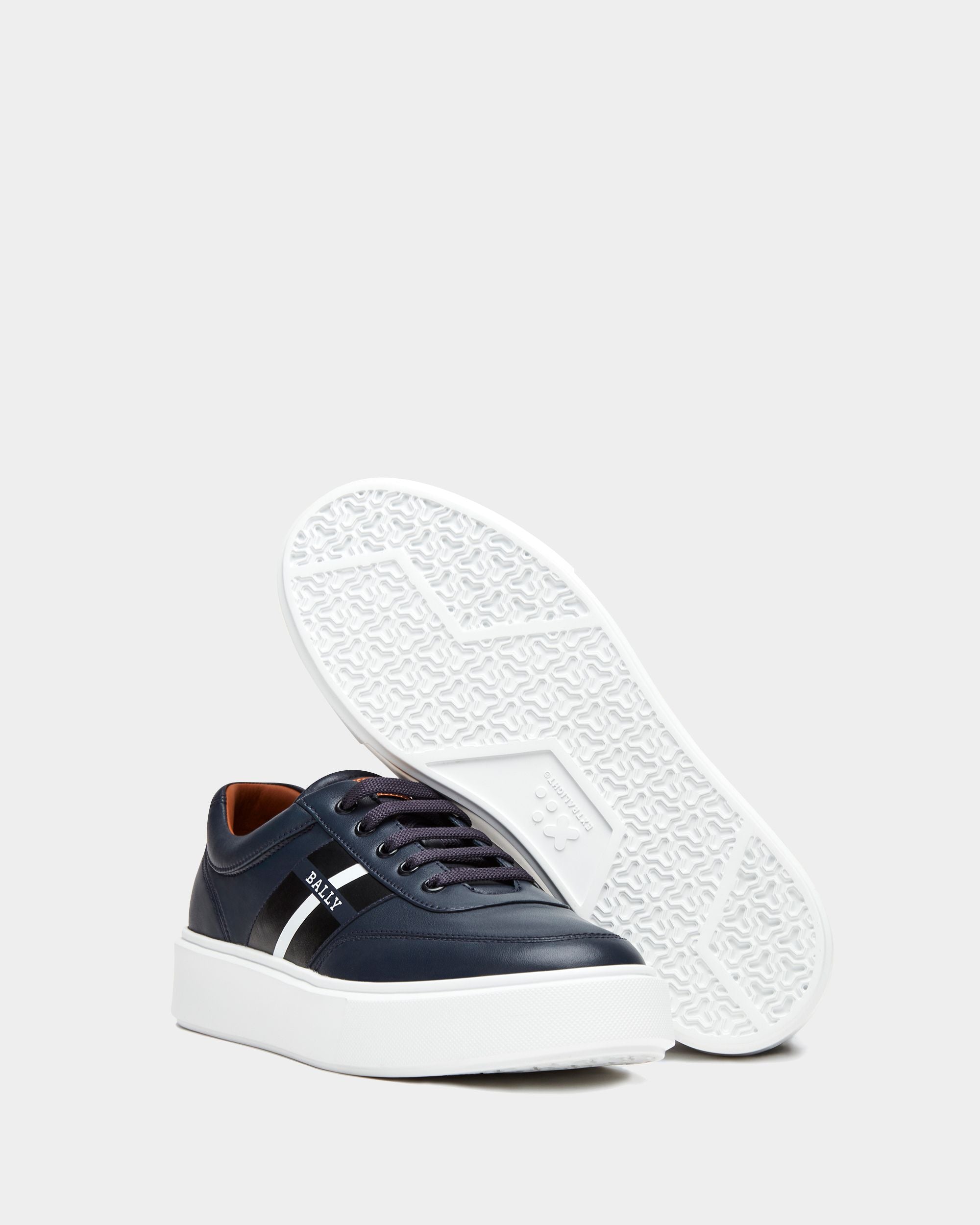 Men's Navy Blue Leather Sneaker - Herren - Bally - 03