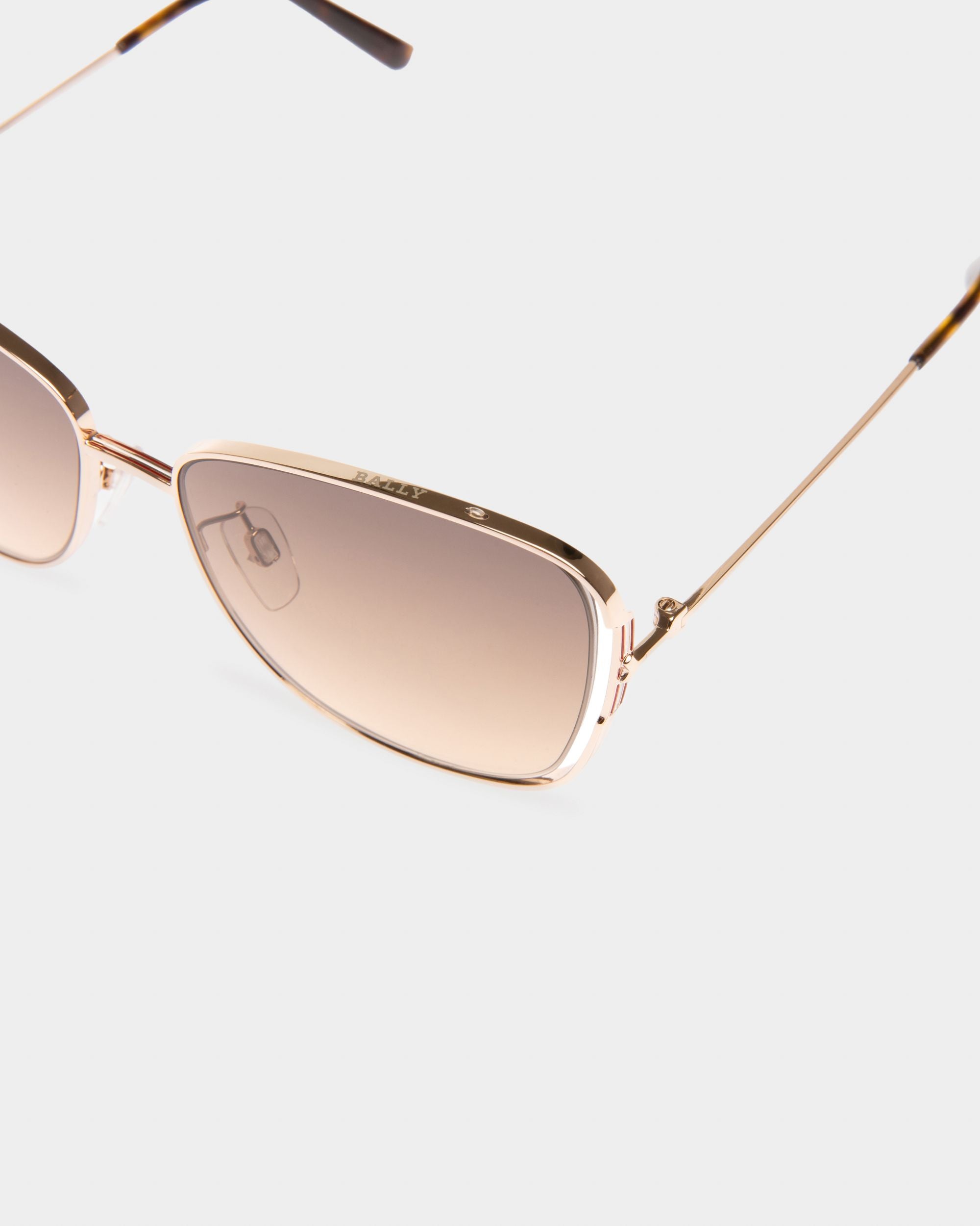 Schmetterlings-Sonnenbrille In Roségoldenem Metall & Grau Sonnenbrille Aus Metall In Glänzender Roségold-Optik Mit Rauchgelben Verlaufsgläsern - Damen - Bally - 02