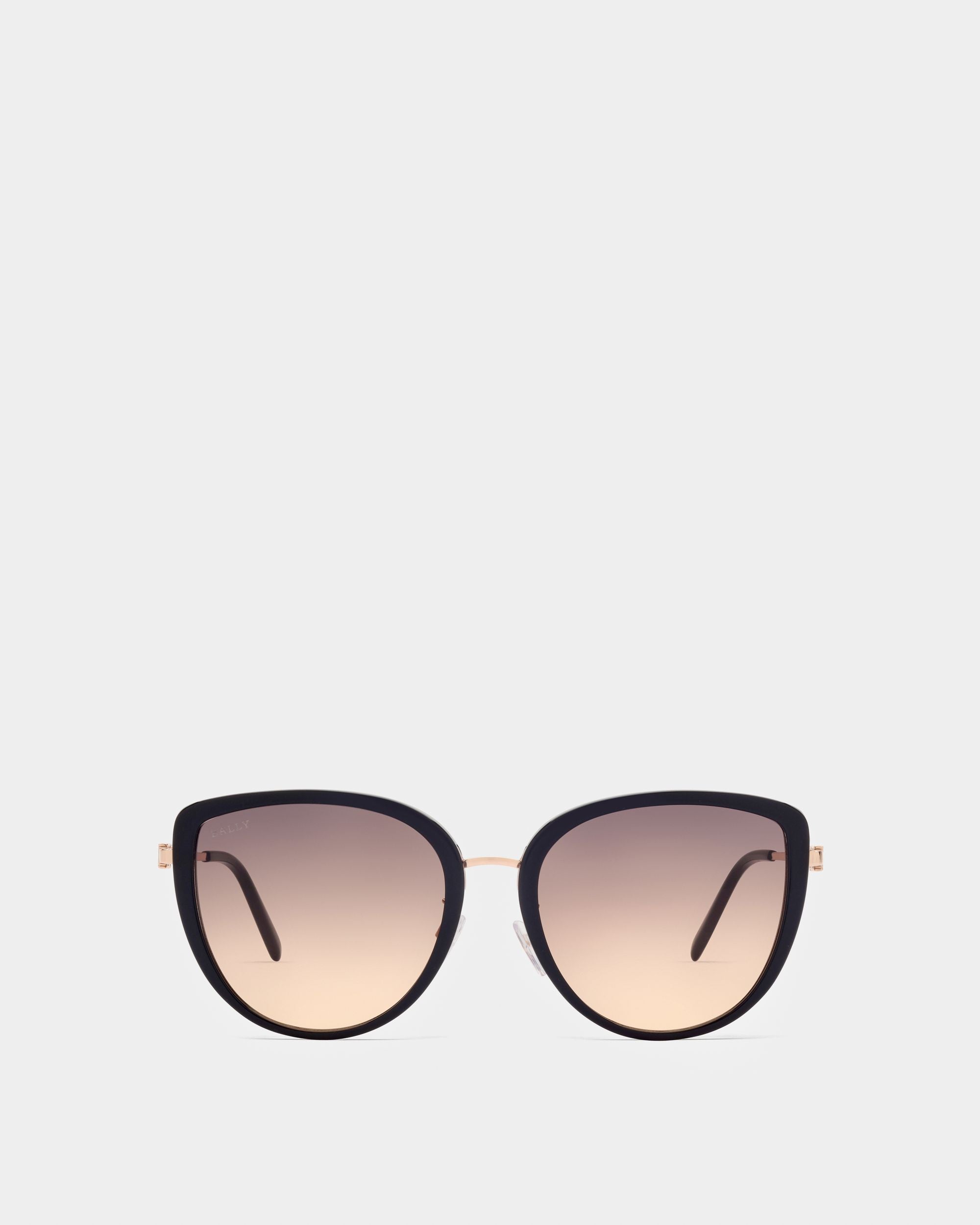 Aura Sonnenbrille Aus Acetat Und Metall In Glänzendem Schwarz Mit Rauchfarbenen Verlaufsgläsern - Damen - Bally - 01