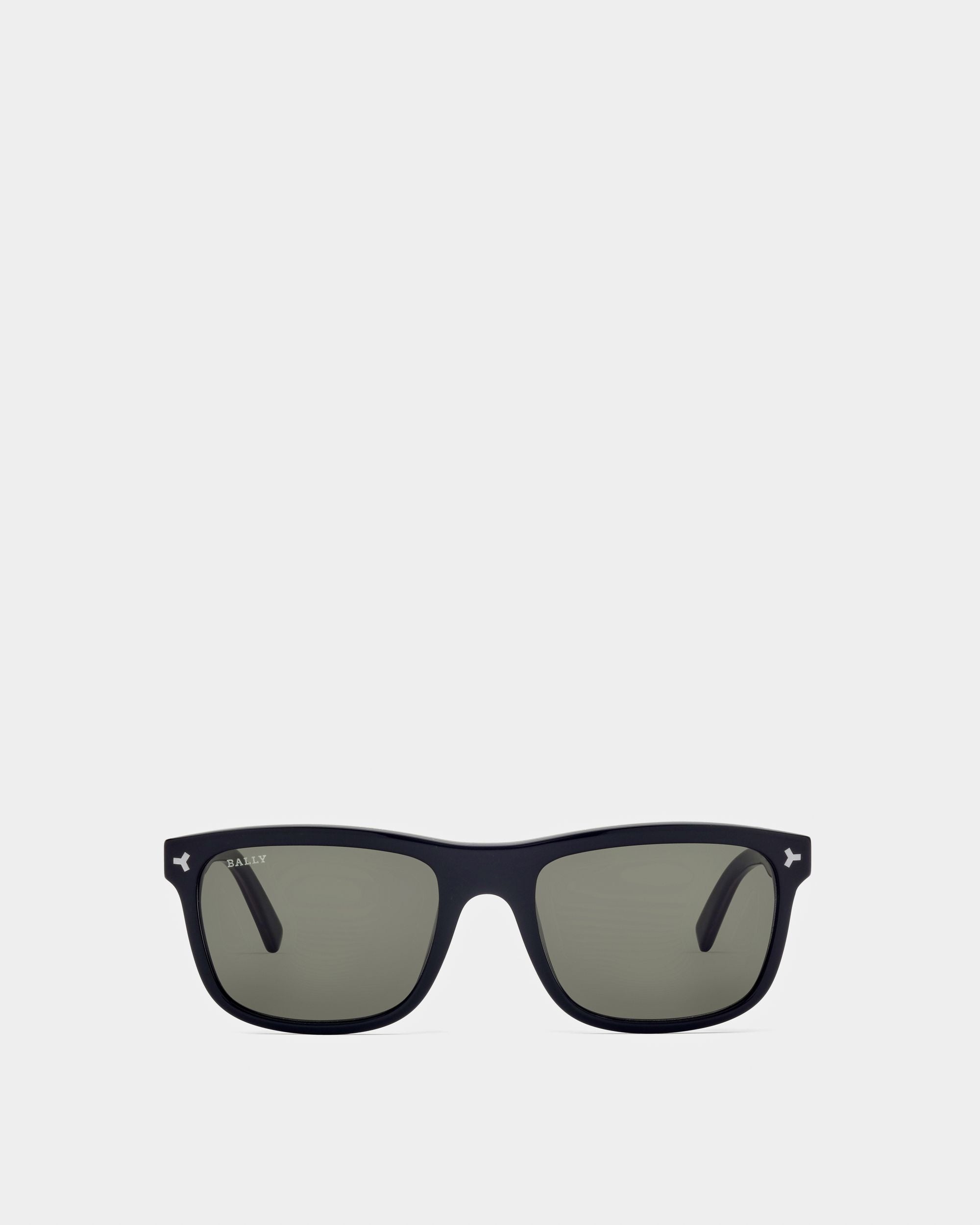 Felix Acetat-Sonnenbrille In Glänzendem Schwarz Mit Grünen Gläsern - Herren - Bally - 01