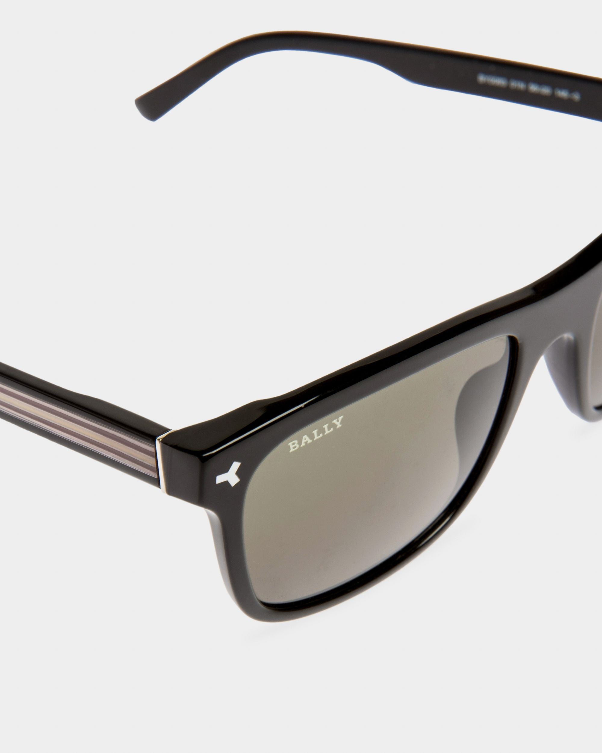 Felix Acetat-Sonnenbrille In Glänzendem Schwarz Mit Grünen Gläsern - Herren - Bally - 02