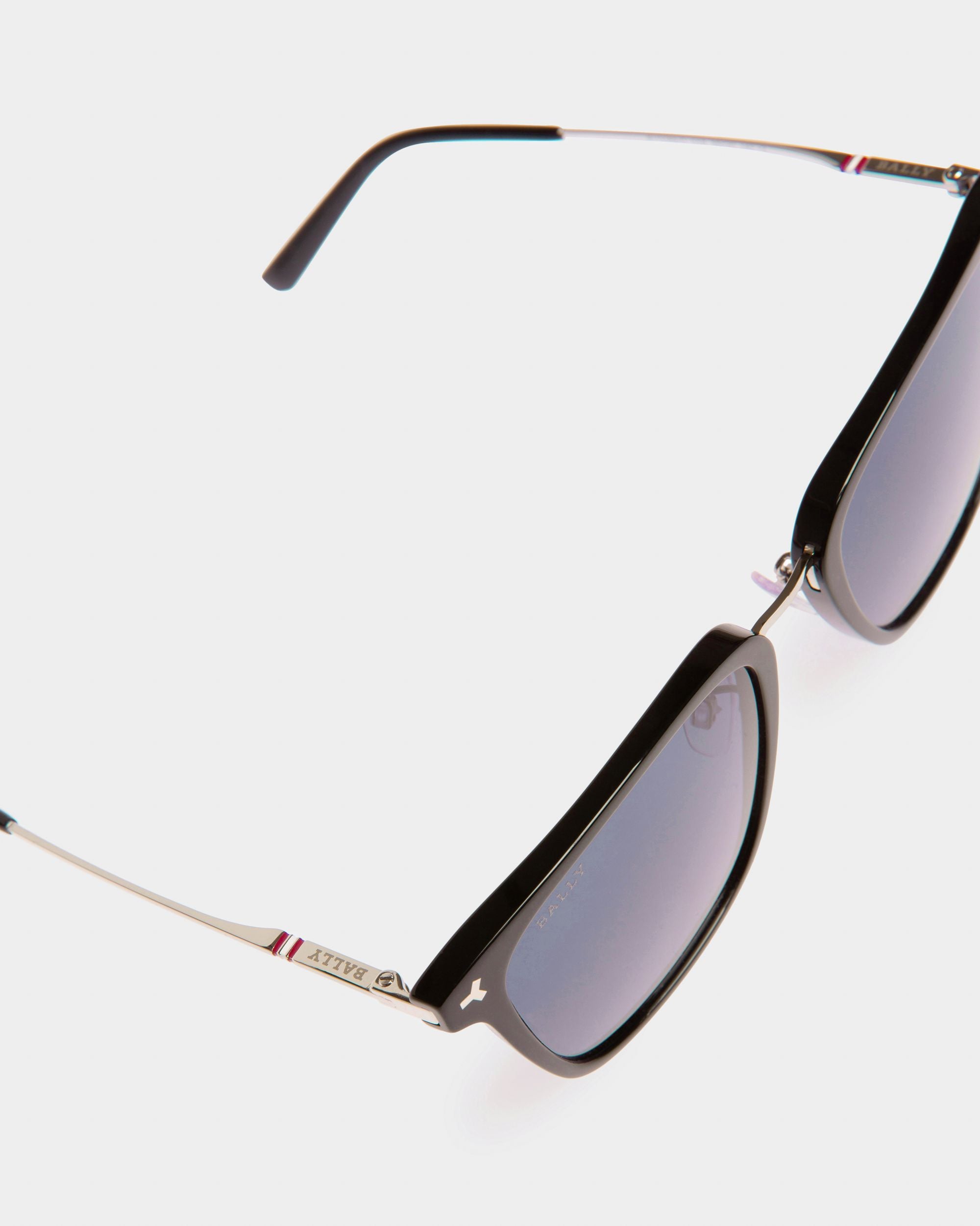 Klaus Sonnenbrille Aus Acetat In Glänzendem Schwarz Mit Rauchblauen Gläsern - Herren - Bally - 02