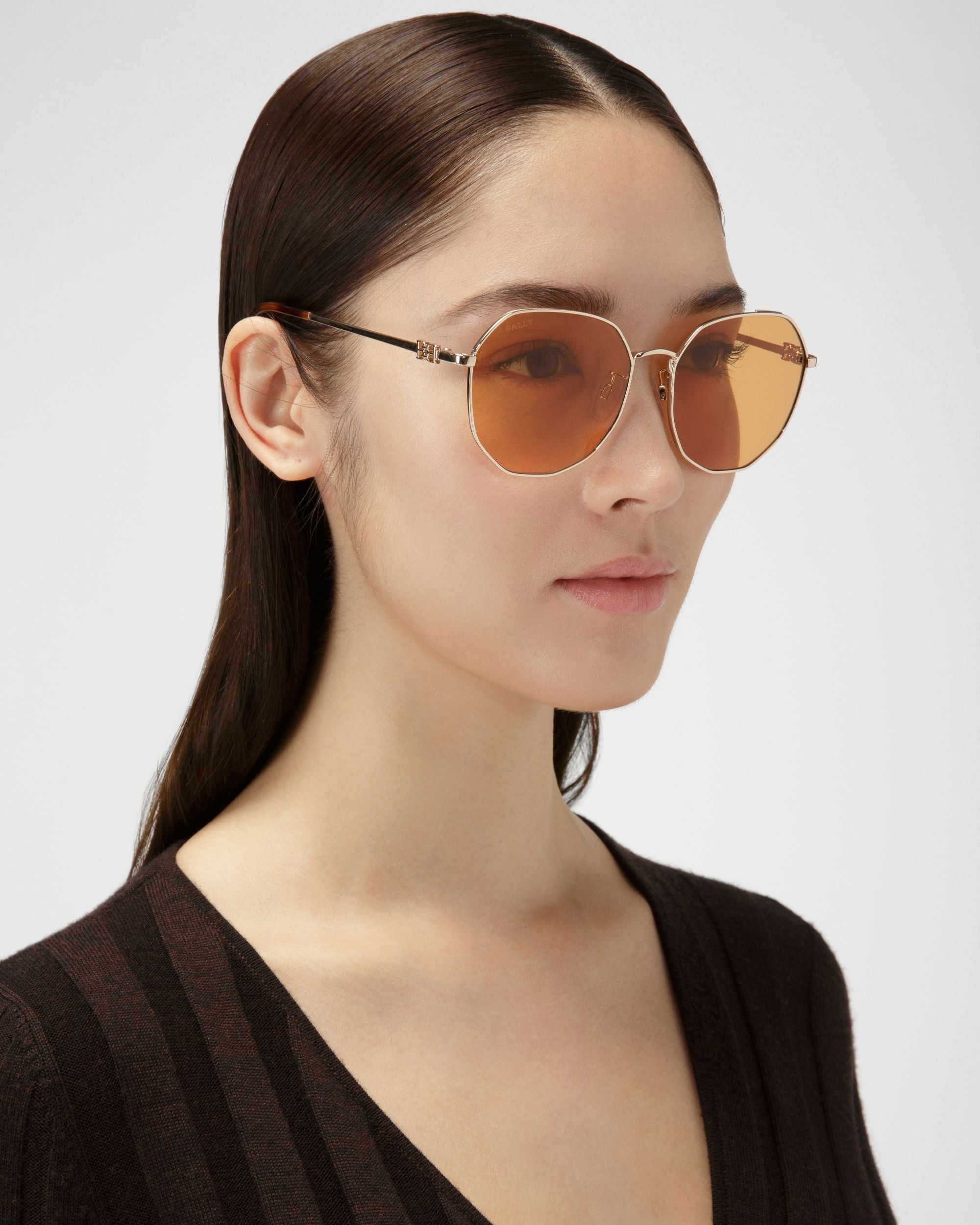 Lauerz Sonnenbrille Aus Metall In Glänzender Roségold-Optik - Damen - Bally - 02